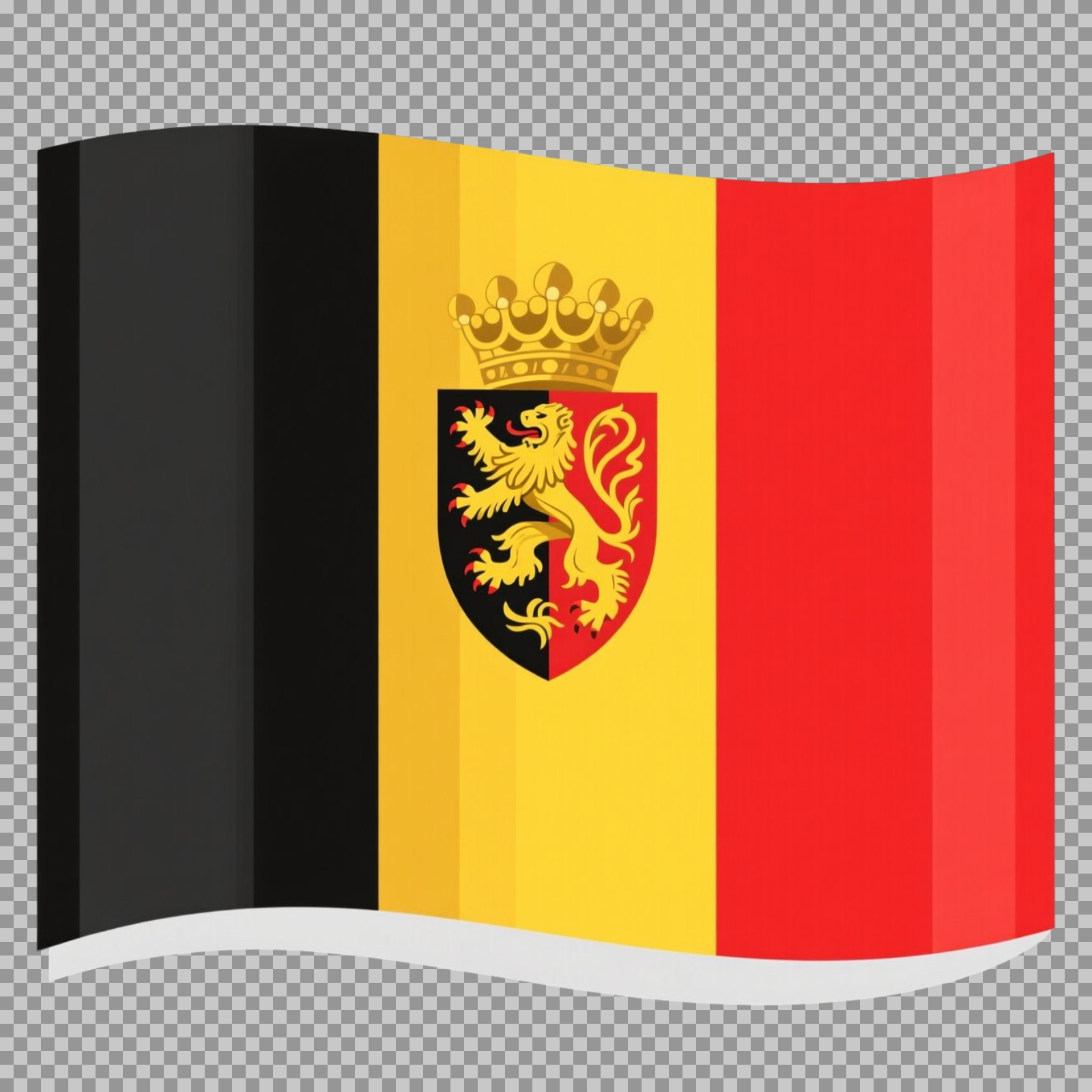 Belgian Flag with Coat of Arms PNG | Waving Vector Icon