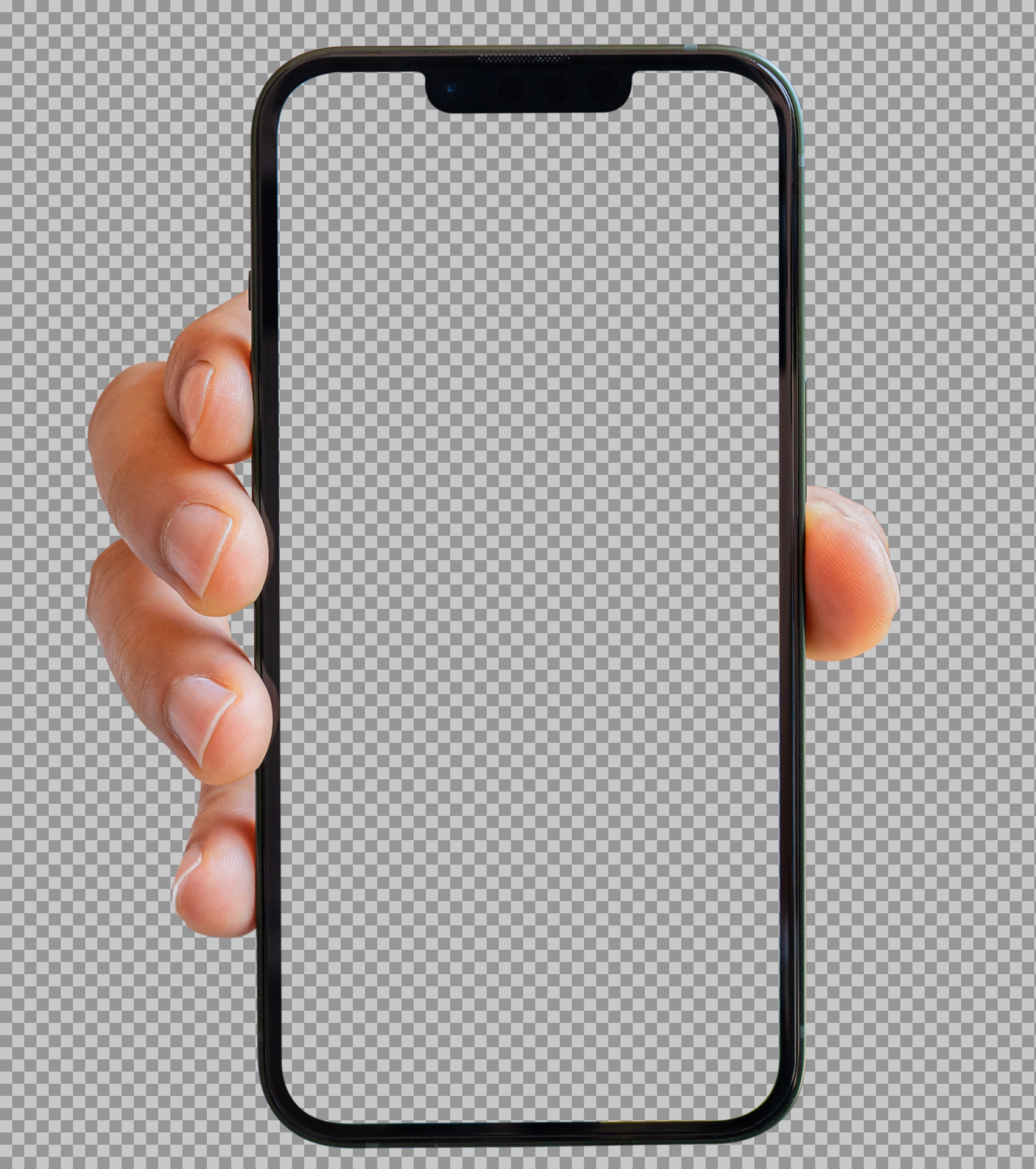 Hand Holding Smartphone with Abstract Glitch Art Screen | Tech Image