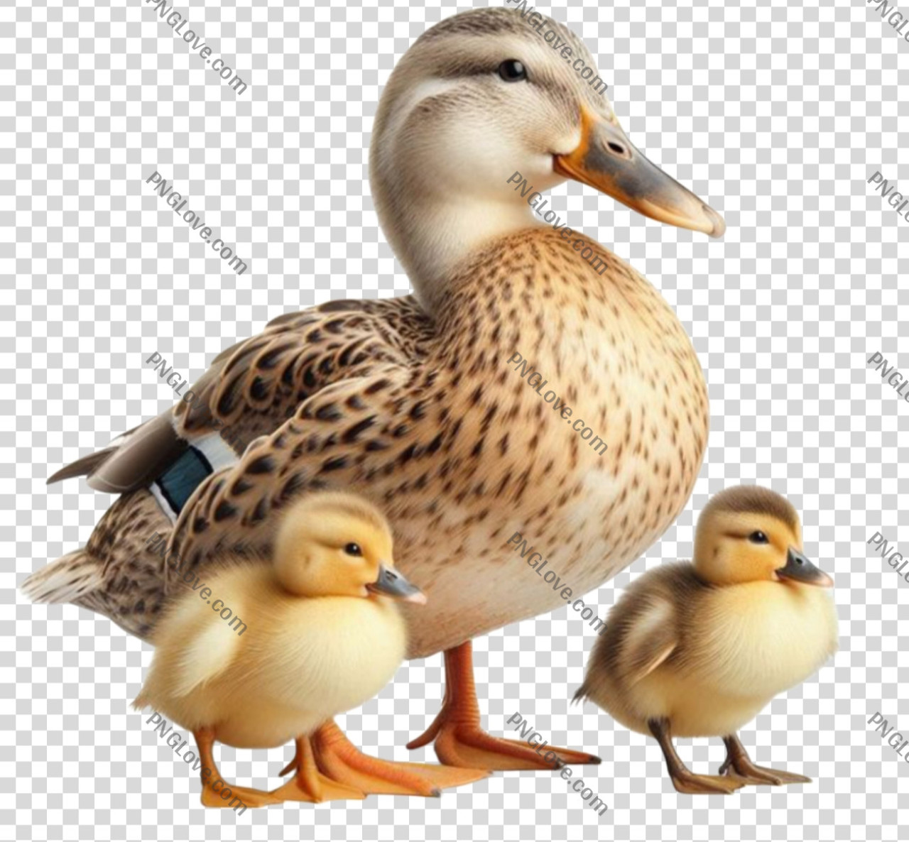 Mother Duck & Ducklings PNG | Transparent Waterfowl Image