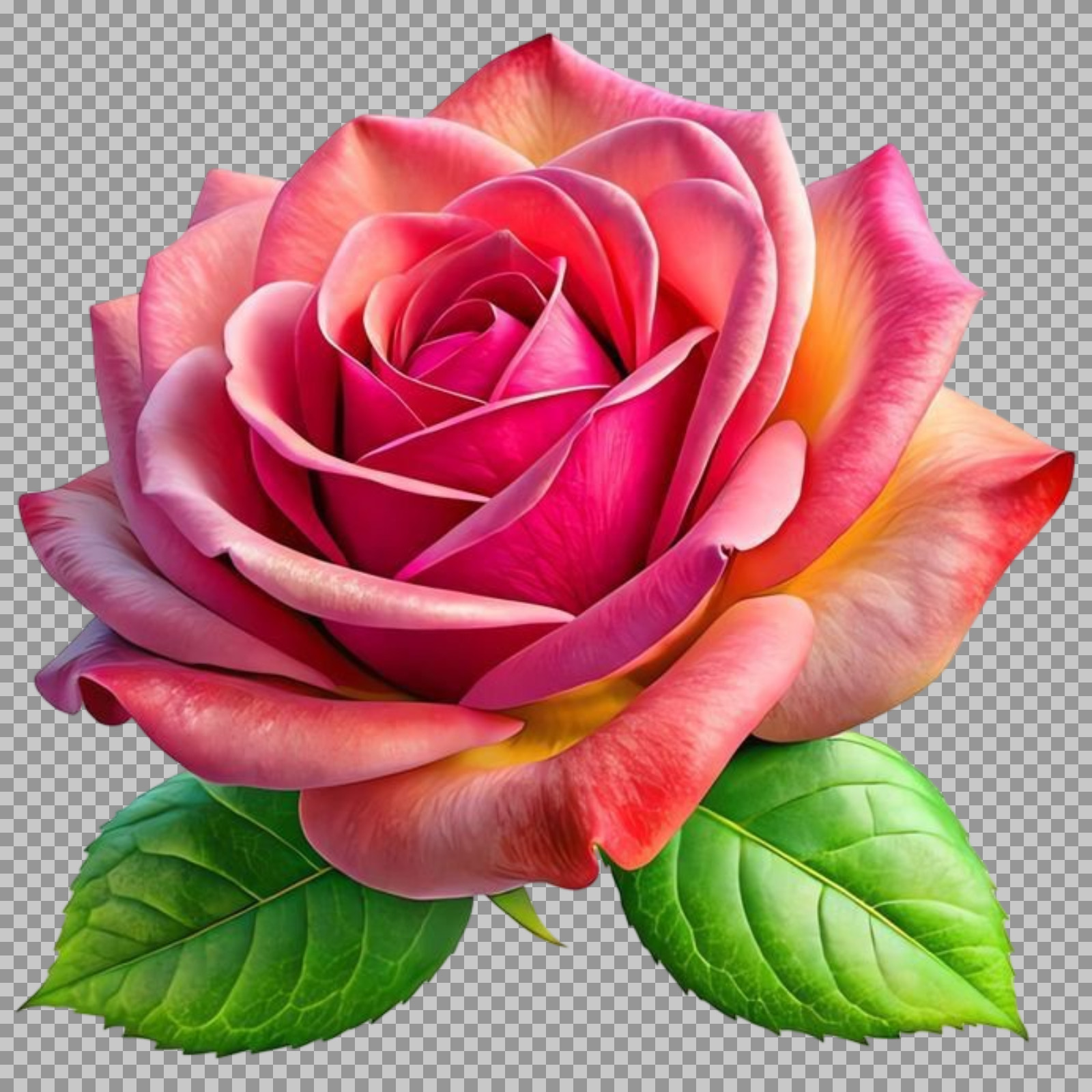 Pink and Yellow Rose PNG | Realistic Floral Illustration
