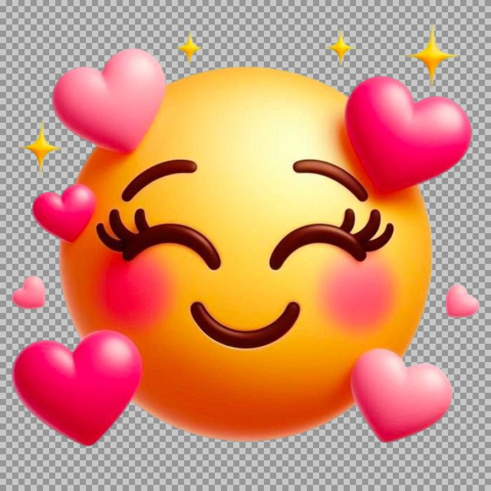 Cute Emoji with Hearts and Sparkles PNG | Free Download