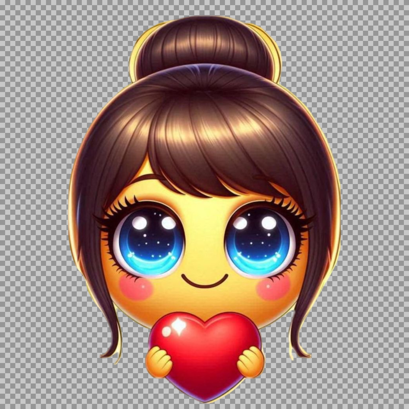 Cute Girl Emoji Holding Heart PNG | Free Download