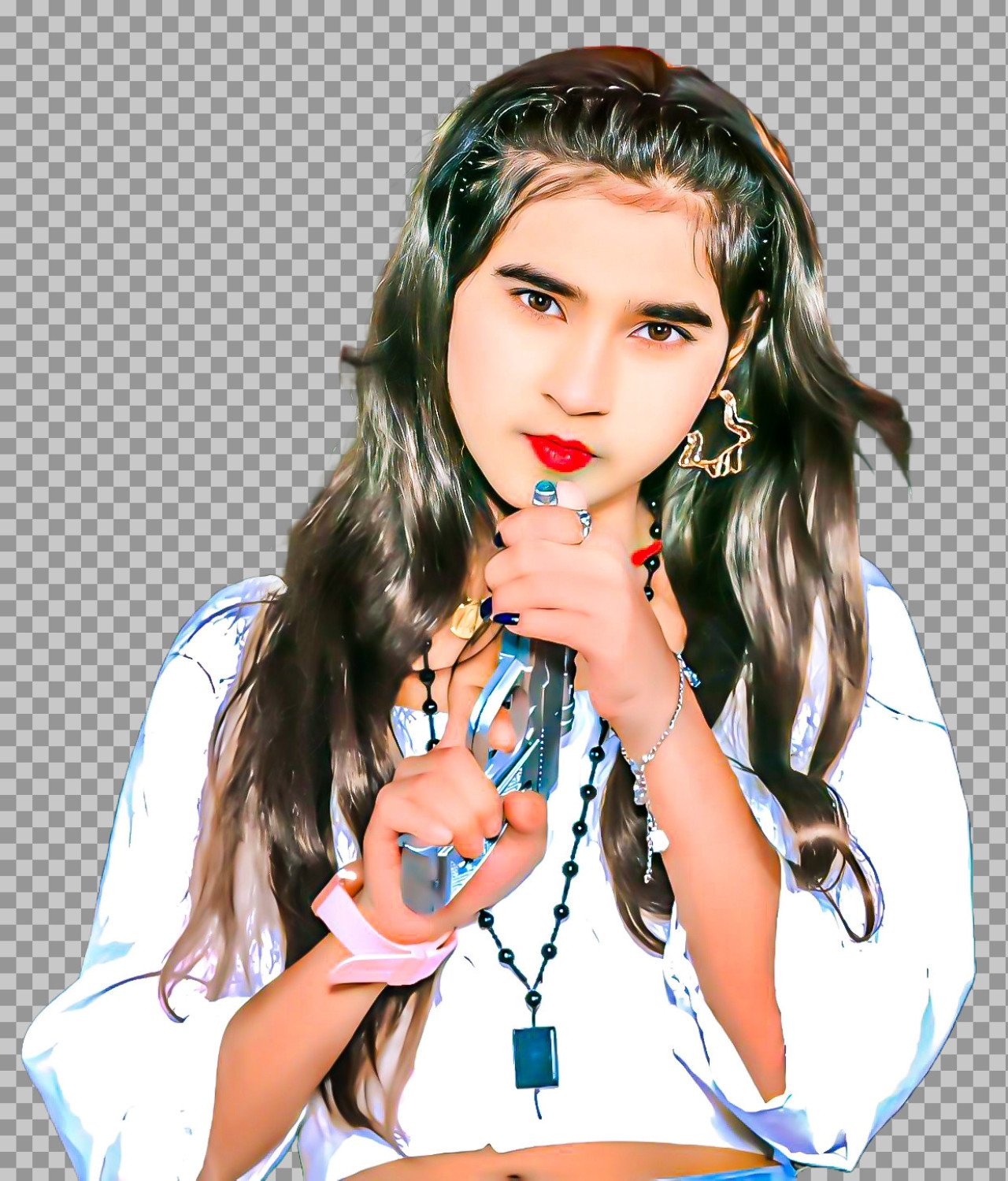 Indian girl with gun PNG transparent image download