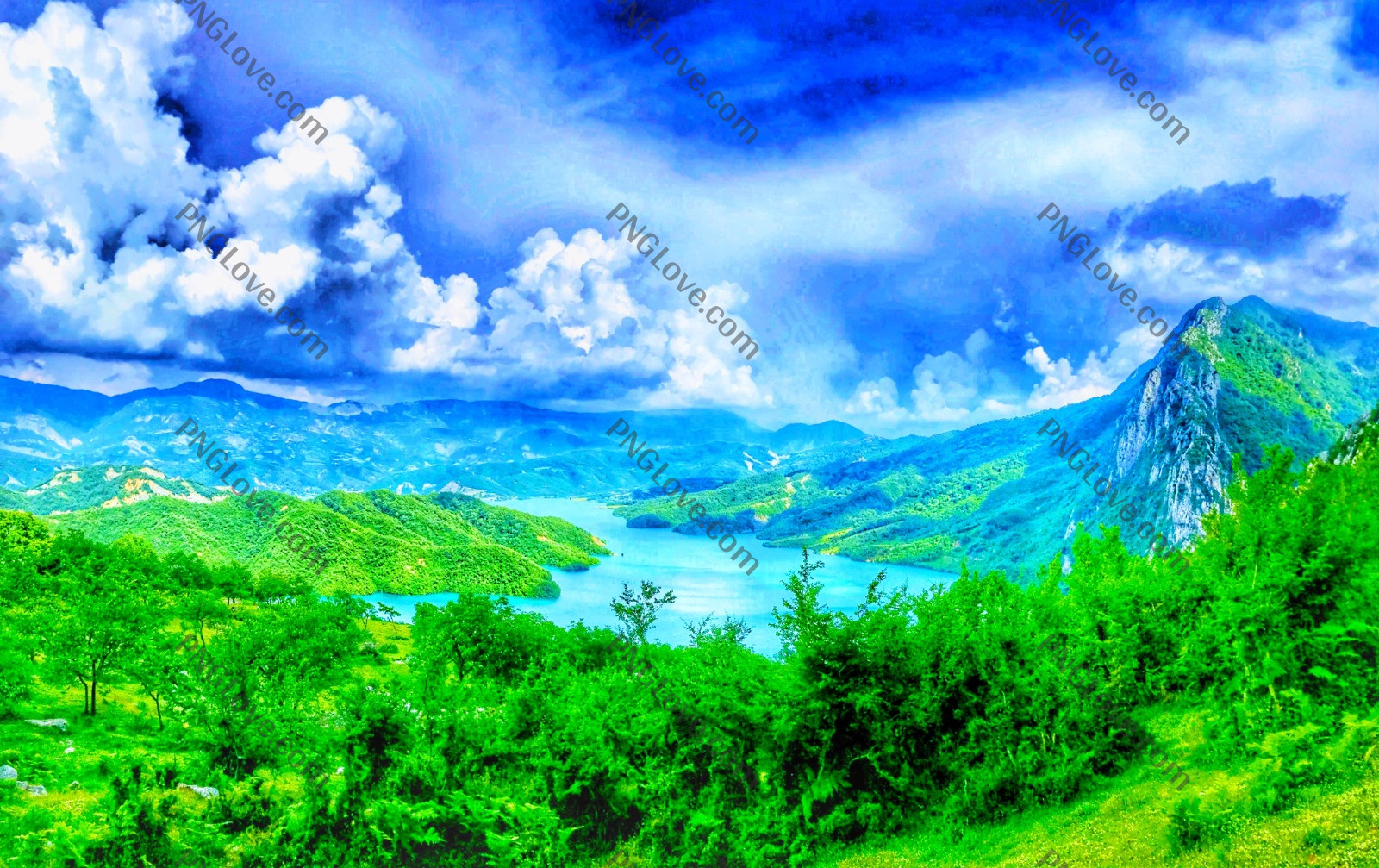 Vibrant Mountain & Lake Landscape | Breathtaking Scenery Image