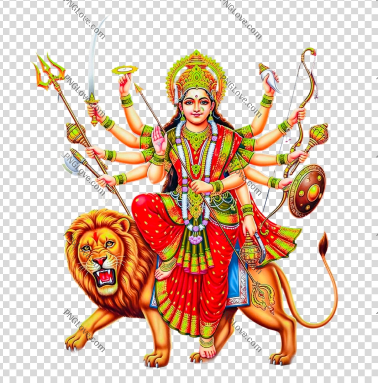 Maa Durga on Lion PNG | Free HD Transparent Download