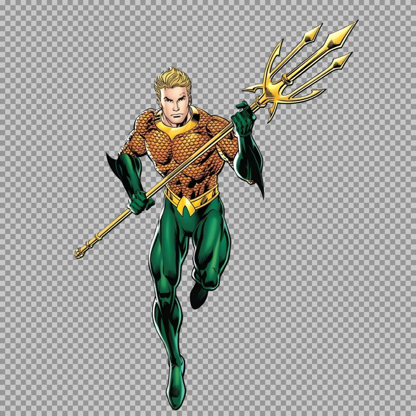 Aquaman PNG with Trident | DC Comics Superhero Illustration