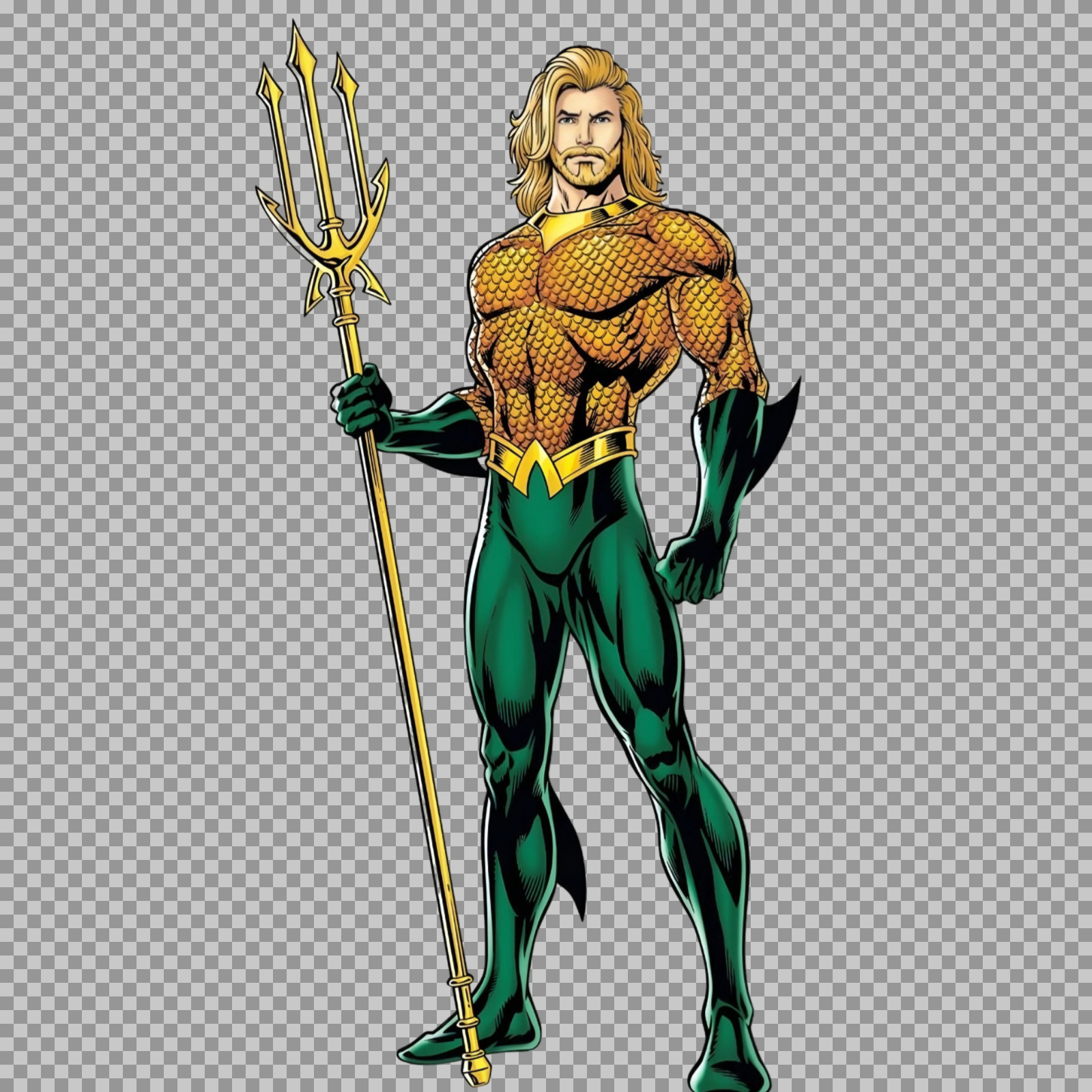 Aquaman PNG with Trident | Classic DC Comics Superhero Art