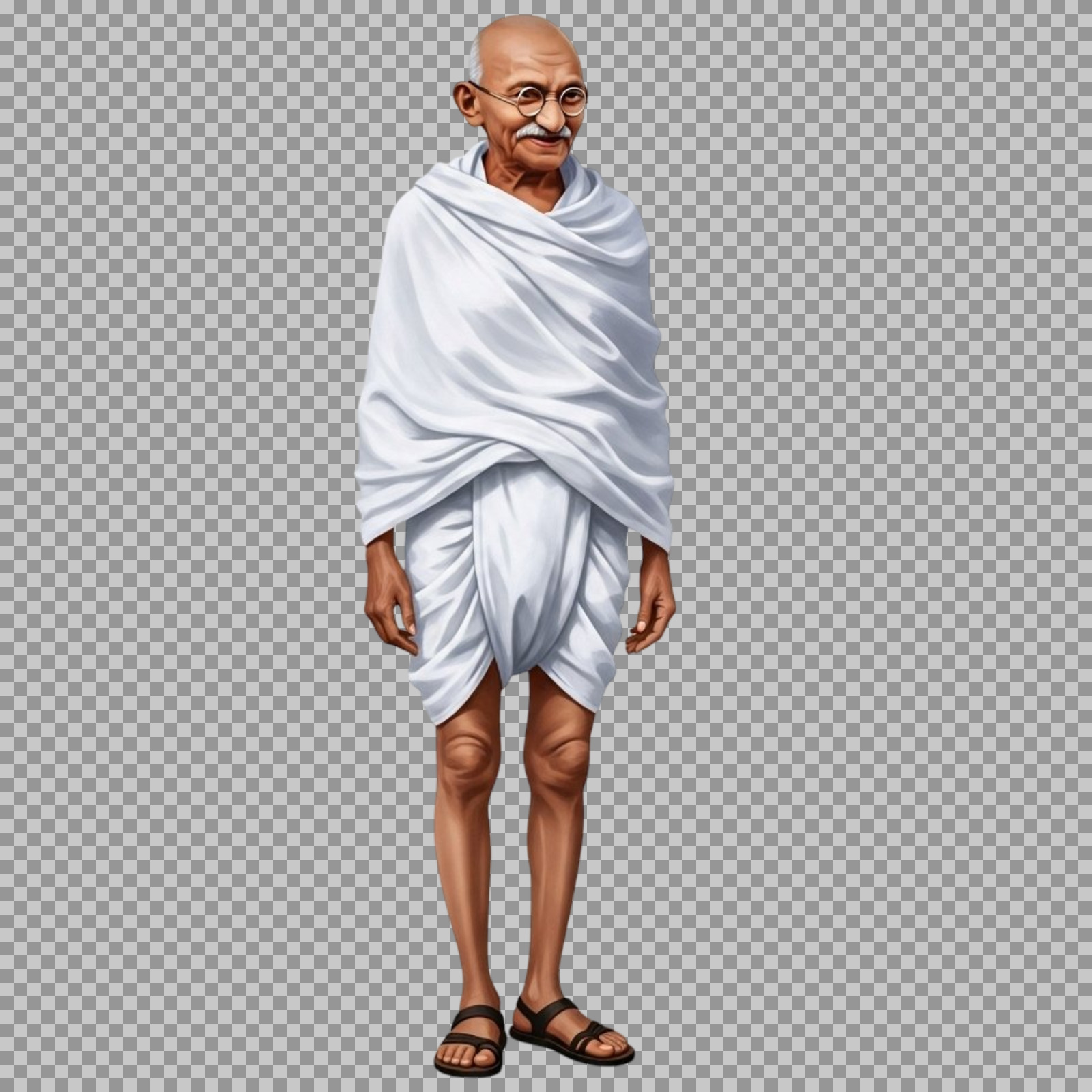 Mahatma Gandhi PNG Illustration | Full Body Portrait with Transparent Background