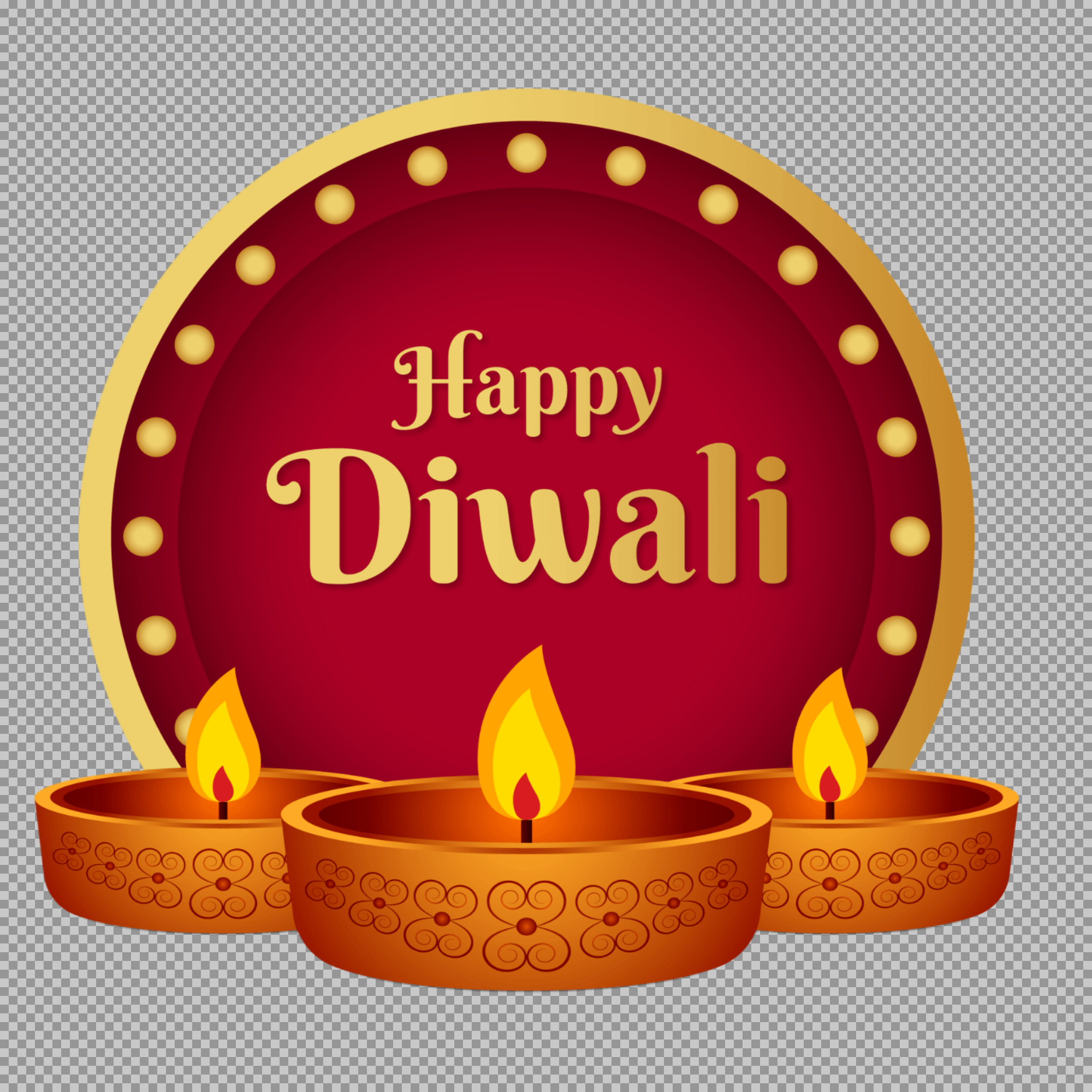 Happy Diwali PNG Image with Diyas | Free Festive Greeting