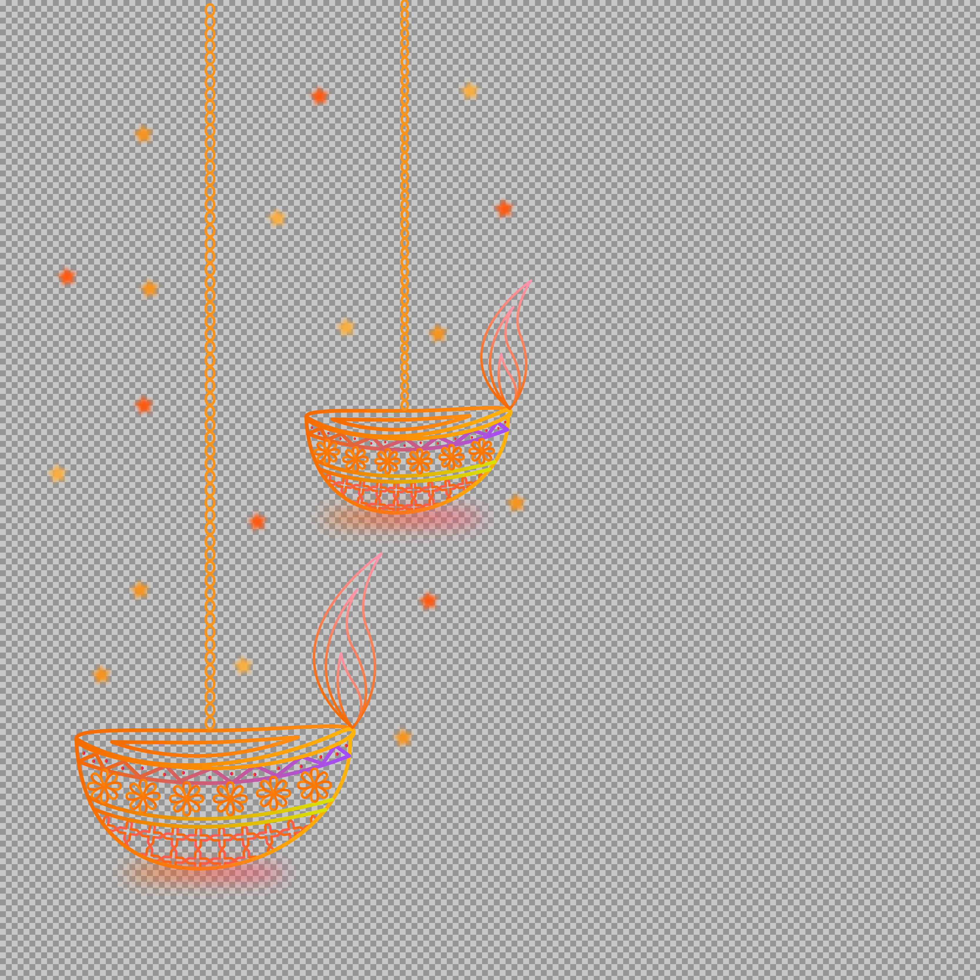 Decorative Hanging Diwali Diyas PNG | Festival of Lights Art