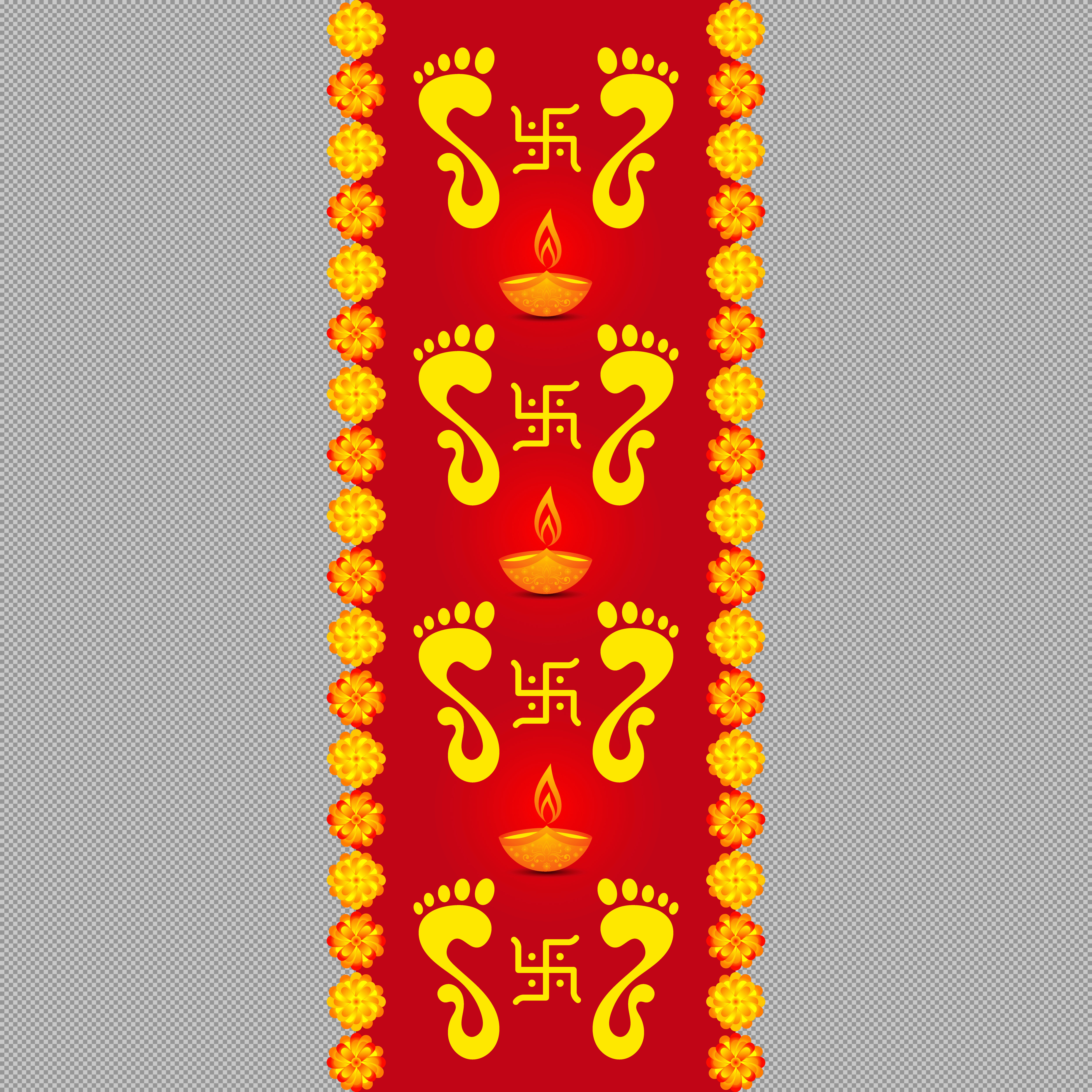 Diwali Lakshmi Footprints PNG | Auspicious Festival Decoration Clipart