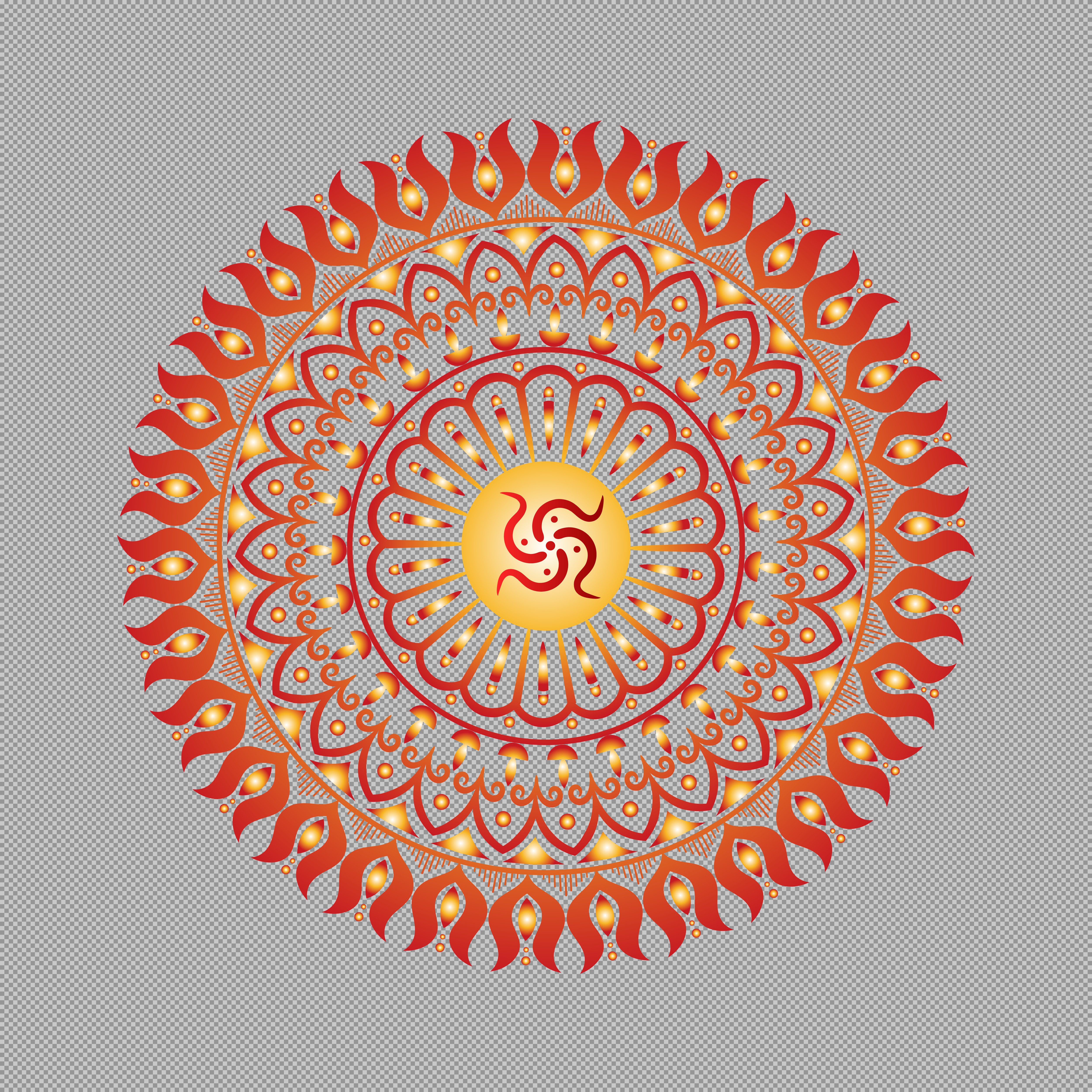 Vibrant Diwali Sun Mandala PNG | Indian Festive Art