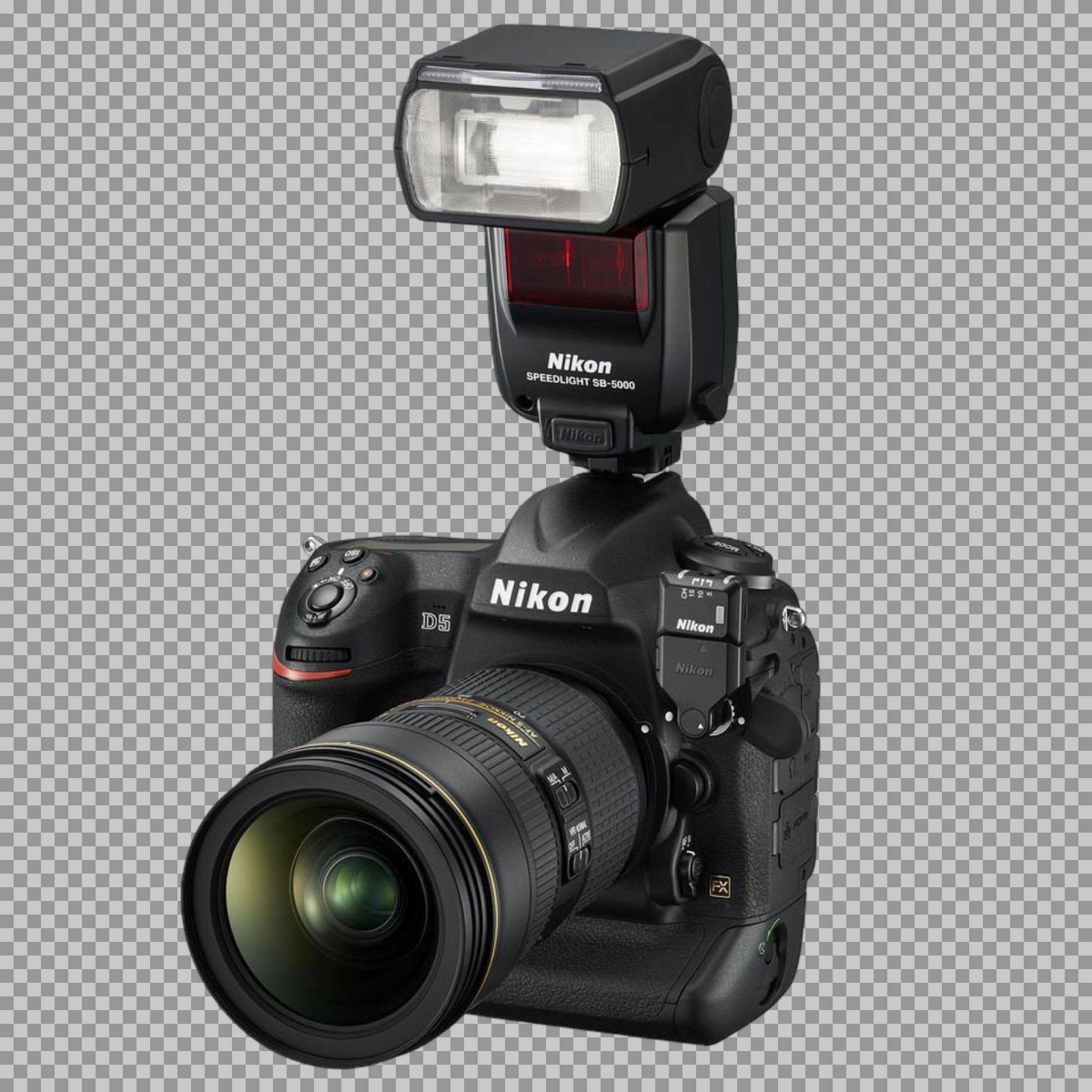 Nikon D5 Camera with Flash PNG | Free Transparent Image