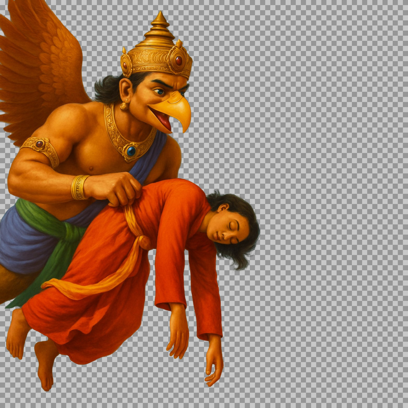 Garuda, the Divine Eagle, Rescue PNG | Hindu Mythology Art
