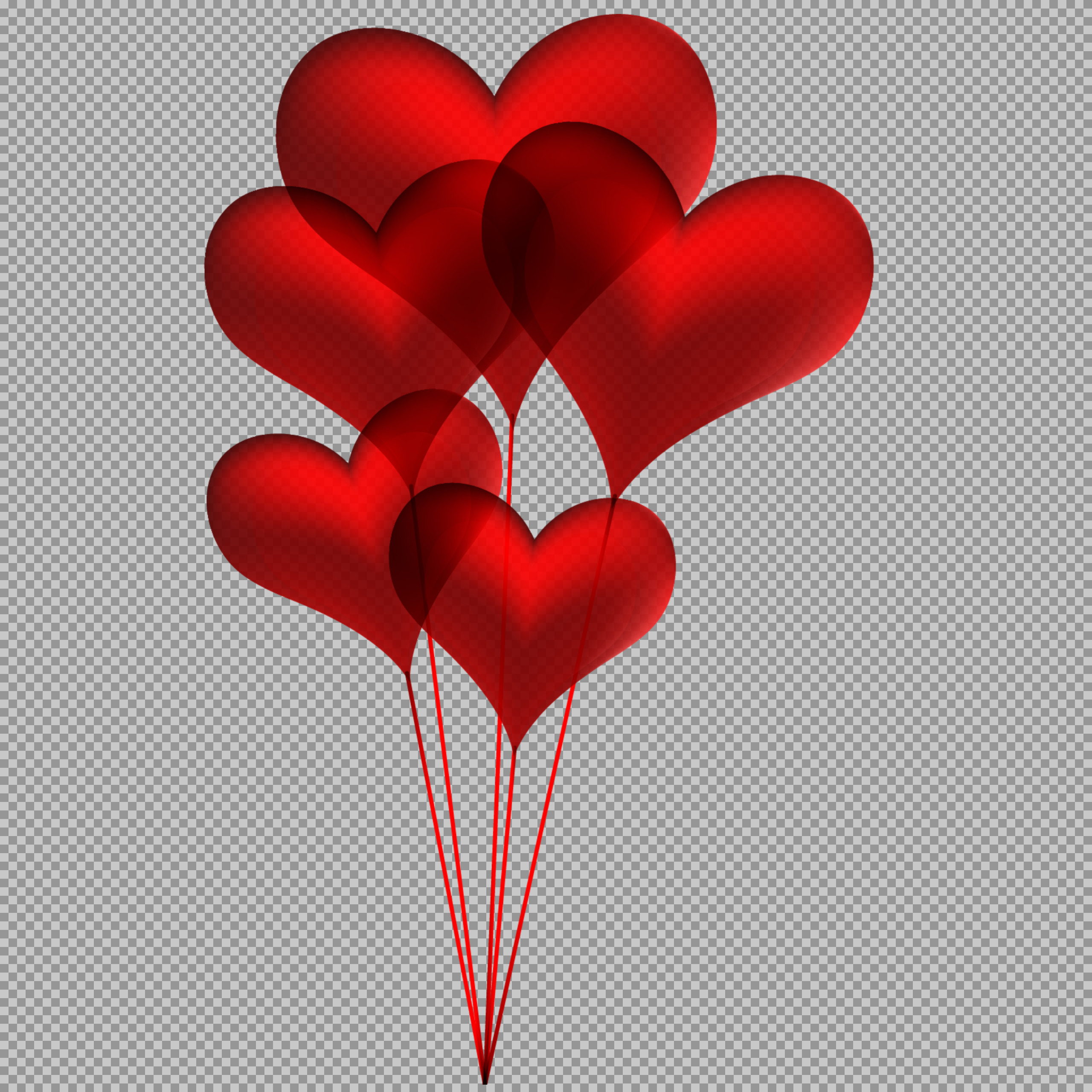 Red Heart Balloons PNG | Free Romantic Clipart Download