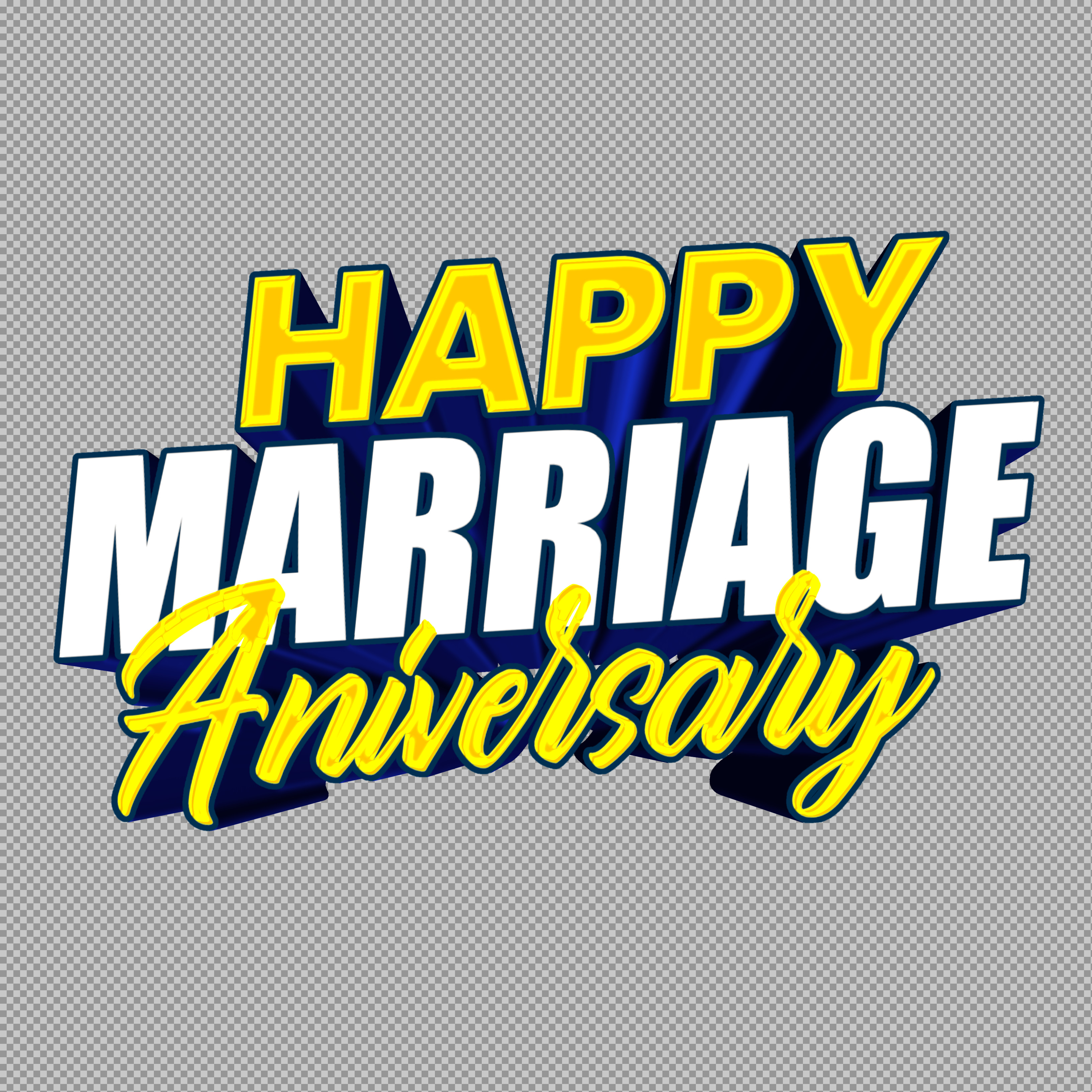 Happy Marriage Anniversary 3D Text PNG | Free Download