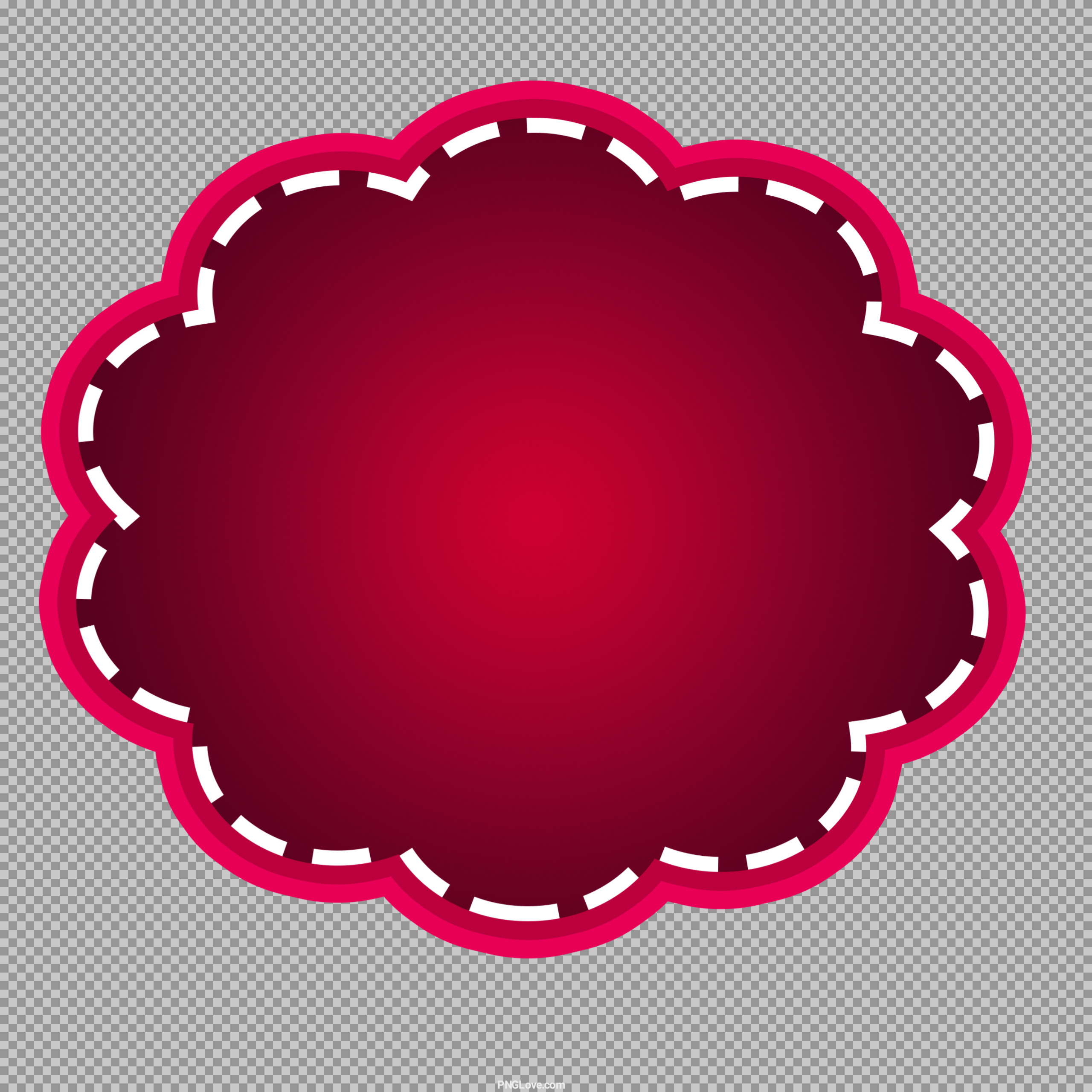 Red Scalloped Frame shape PNG | Free Decorative Stitched Label...