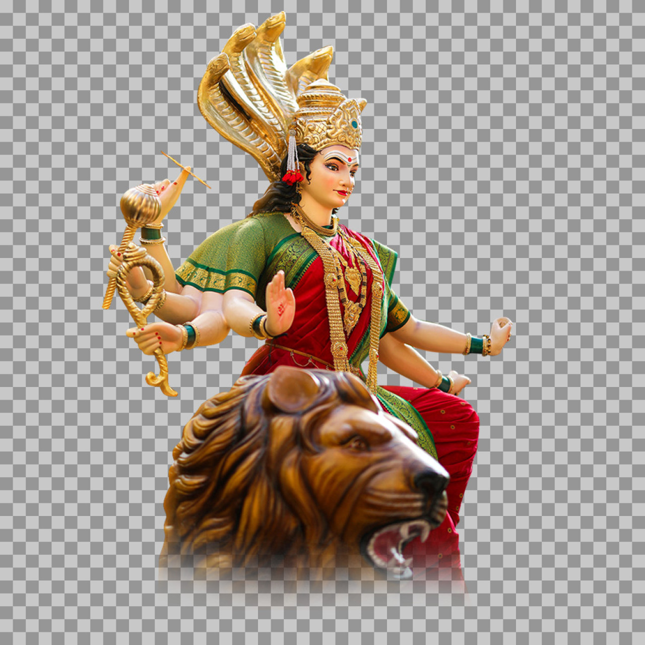 Maa Durga with Lion Murti PNG | Hindu Goddess Image