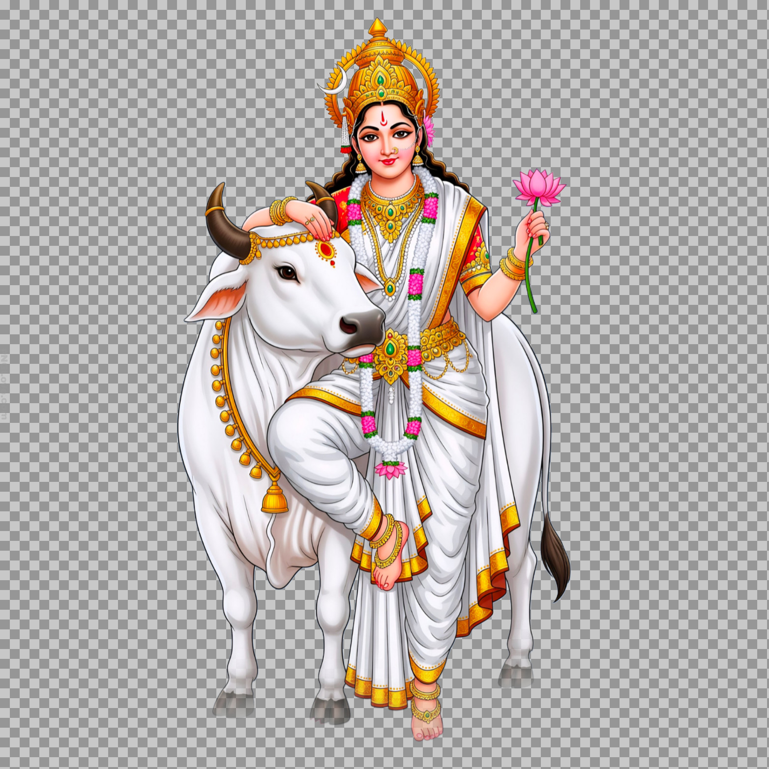 Goddess Shailputri PNG Image HD | Navratri Day 1 Goddess