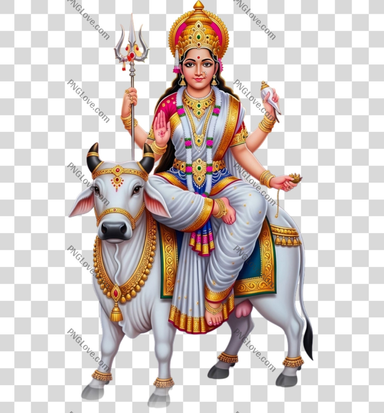 Maa Shailputri PNG | Free Navratri First Day Goddess Image