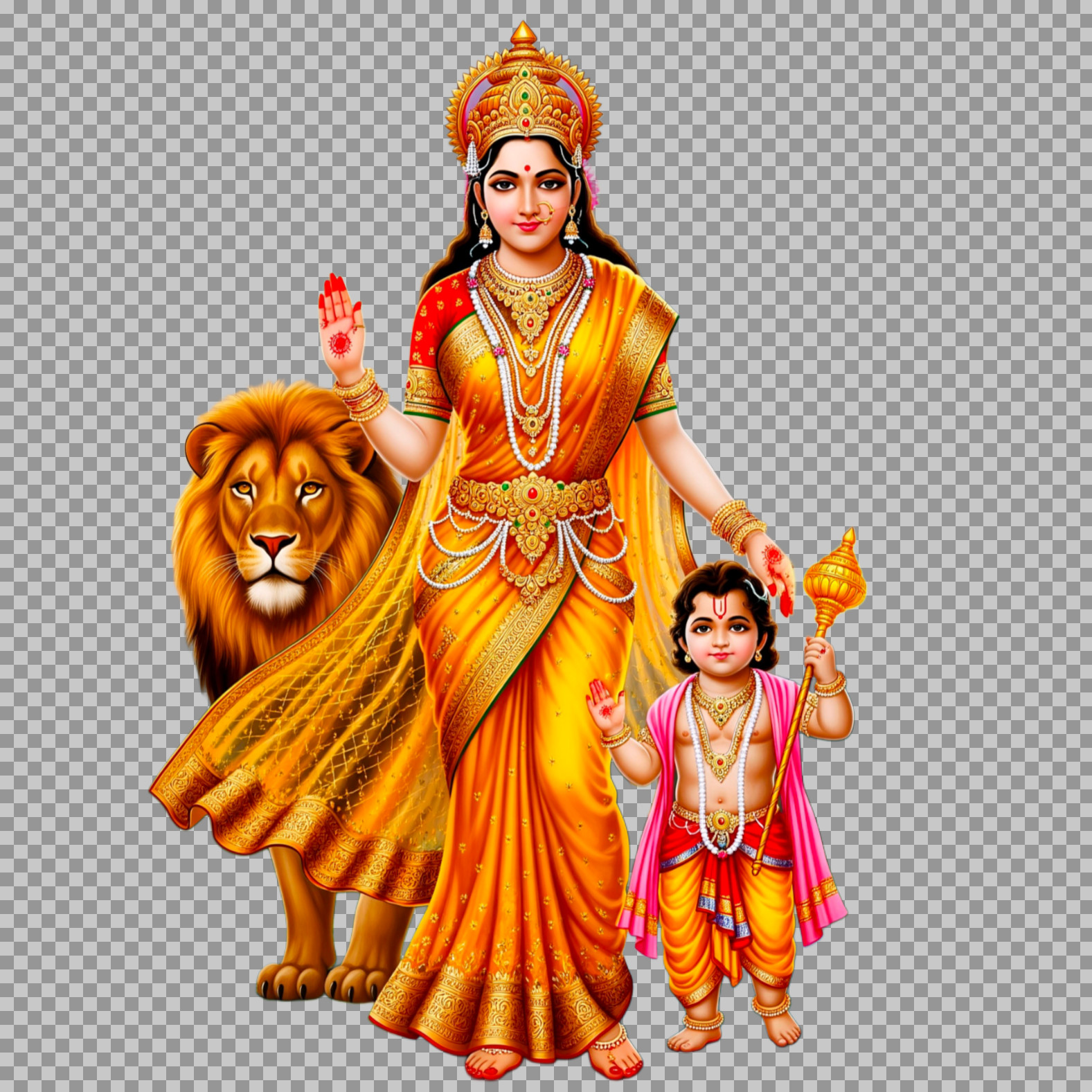 Maa Skandamata with Lord Skanda PNG | Free HD Download