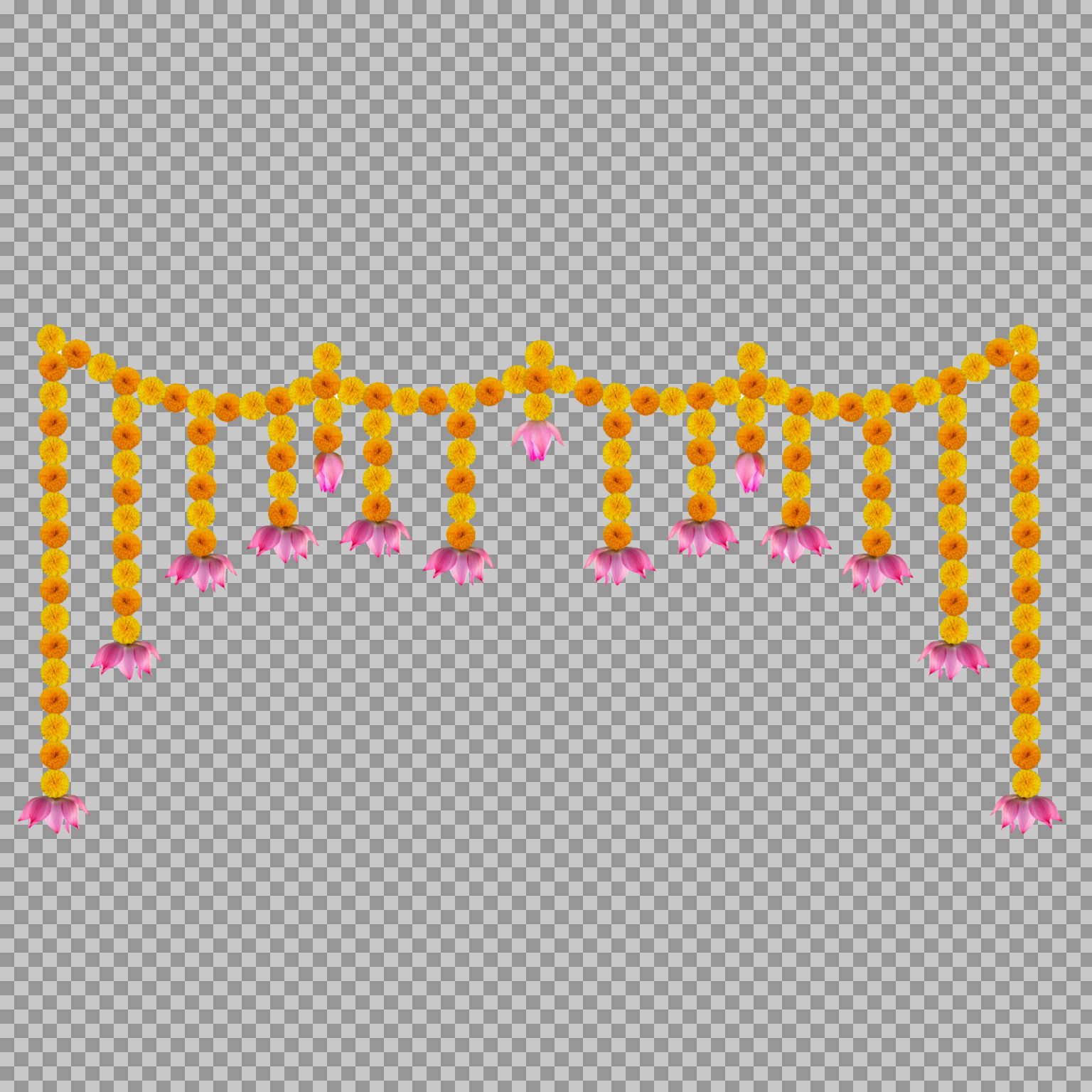 Marigold Flower Toran PNG | Indian Festival Garland