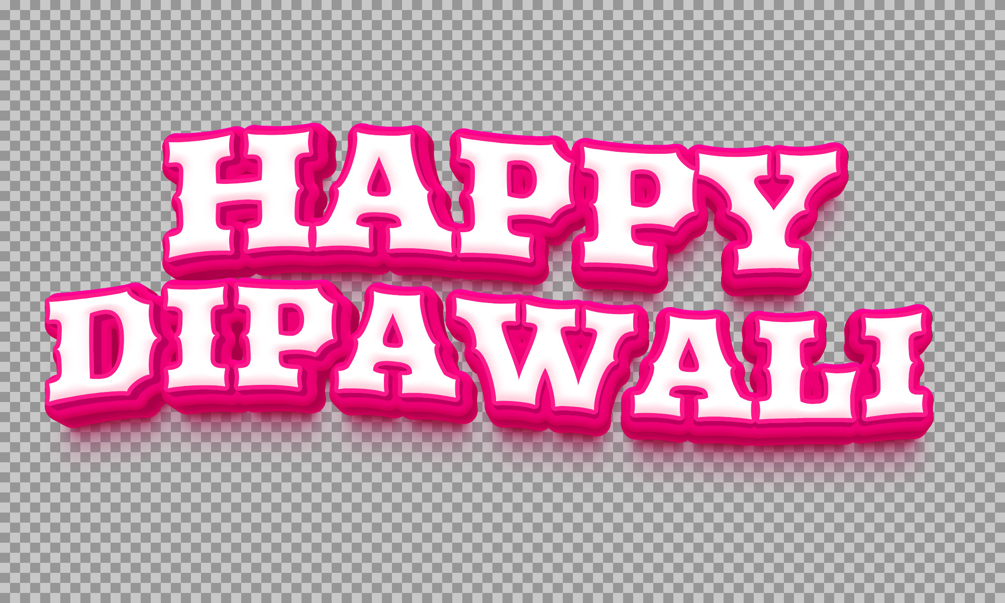 Happy Dipawali Text PNG | Free 3D Pink Typography