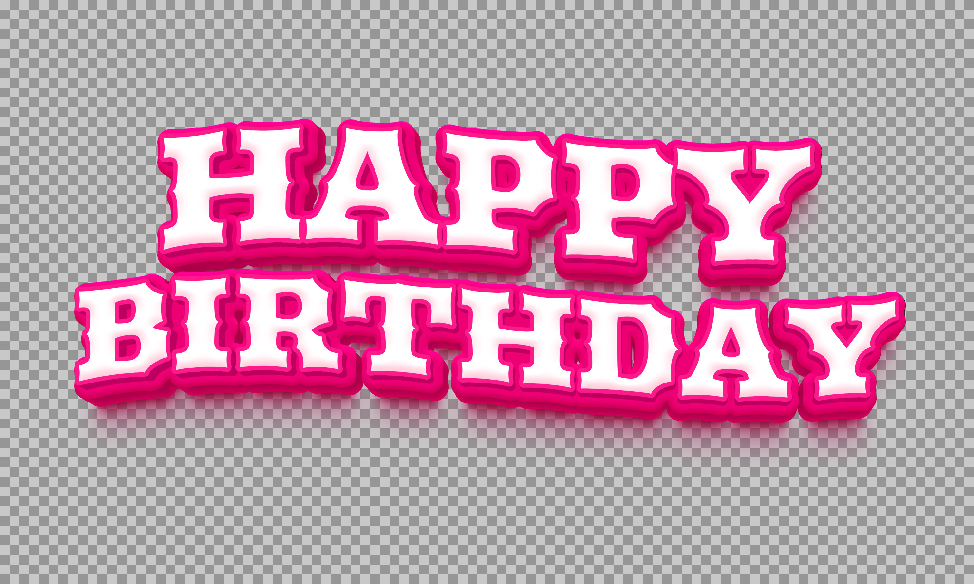 Happy Birthday Pink 3D Text PNG - Free Download