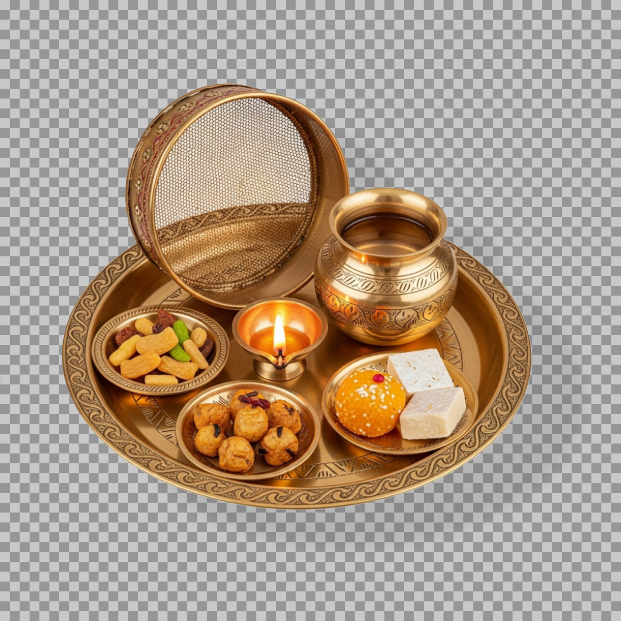 High-Quality Karwa Chauth Puja Thali Image | Indian Festival