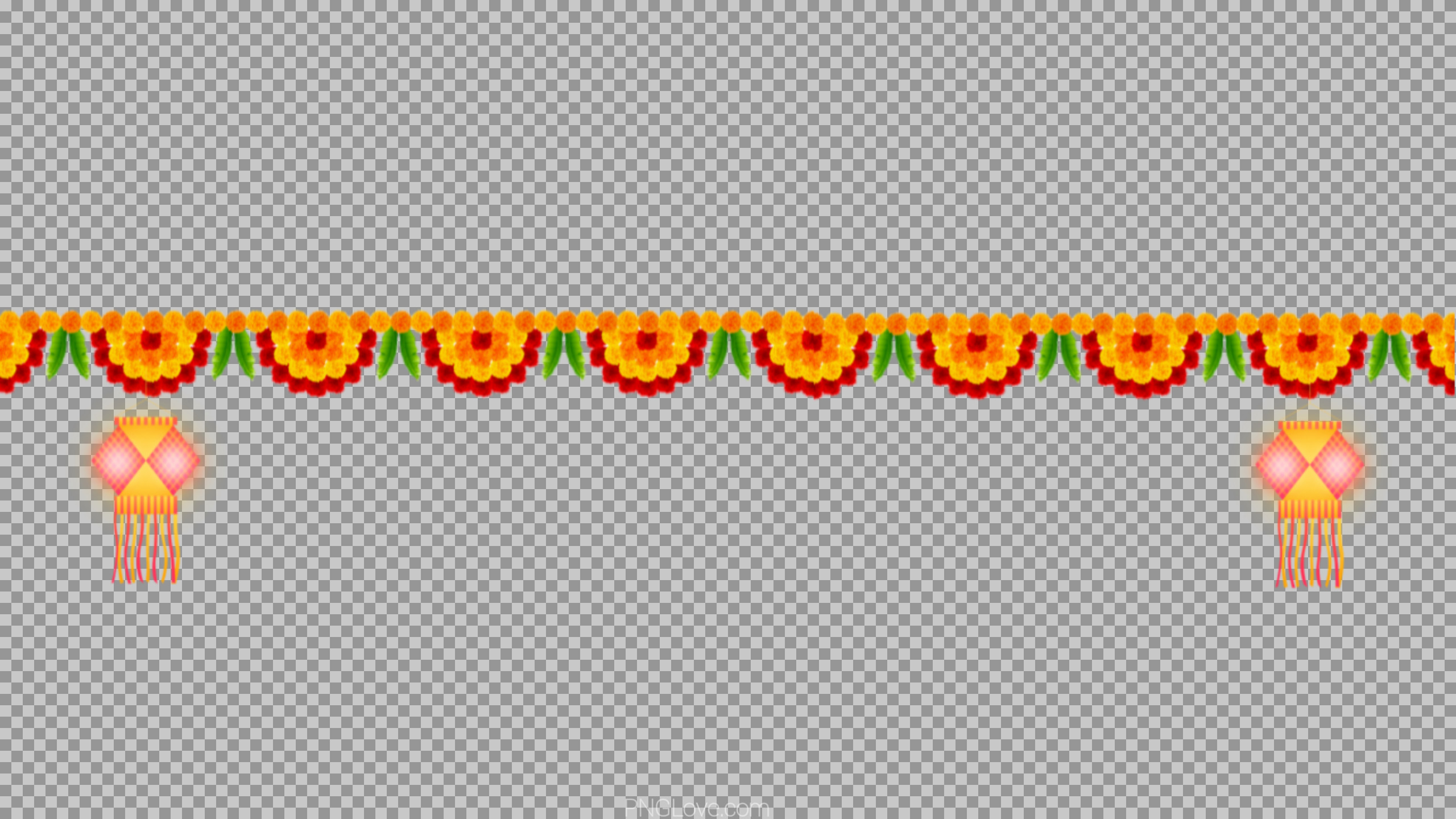 Marigold Flower Toran PNG | Indian Festival Garland Decoration