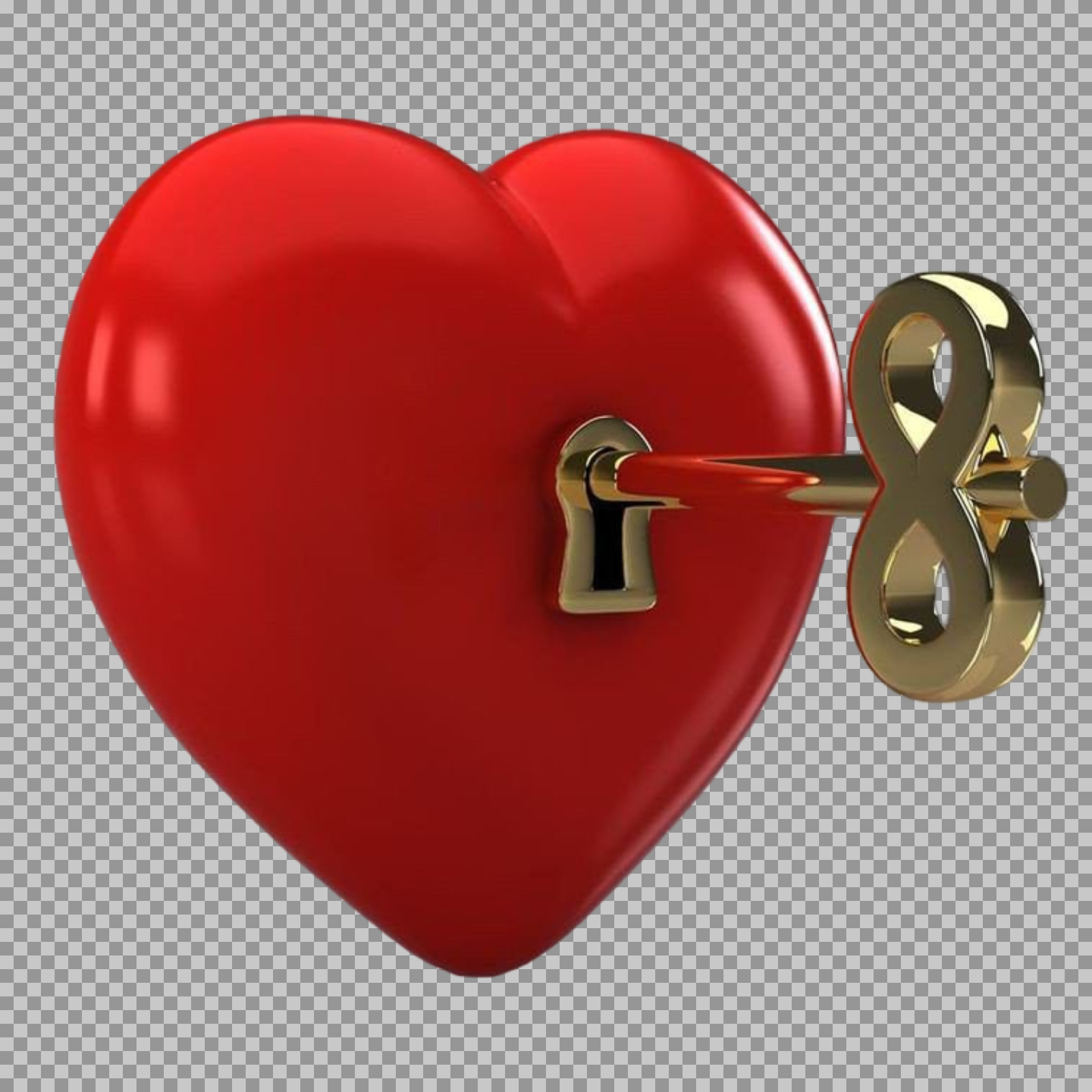 Key to My Heart PNG | Romantic 3D Heart & Key Graphic...