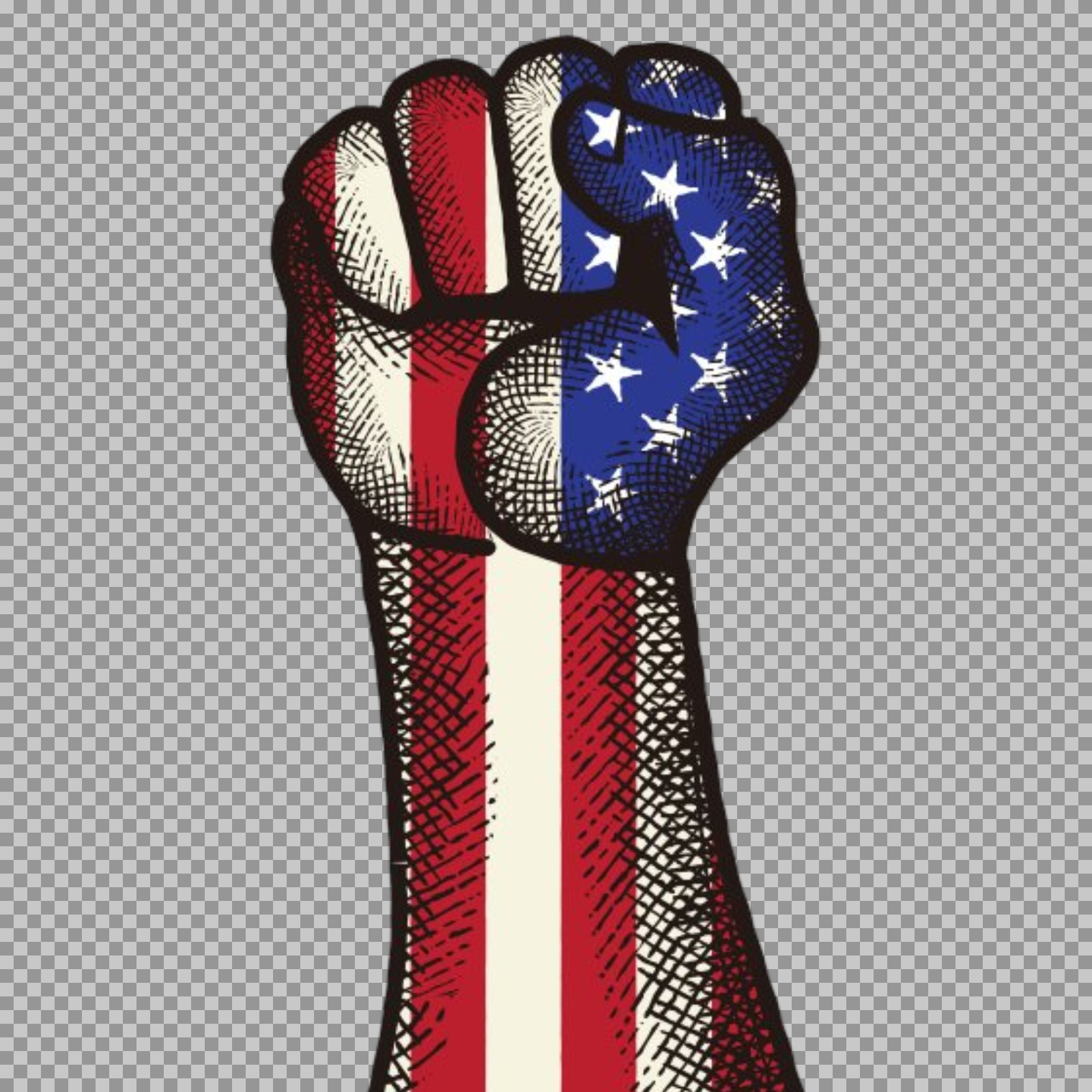 American Flag Raised Fist PNG | Vintage Protest Art
