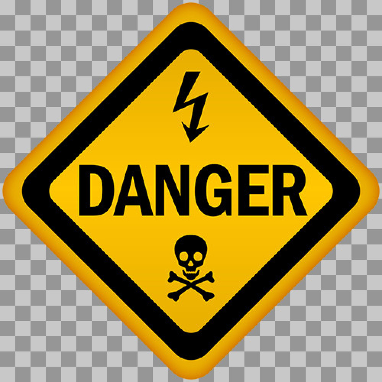 Danger High Voltage & Skull Sign PNG | Fatal Hazard Symbol