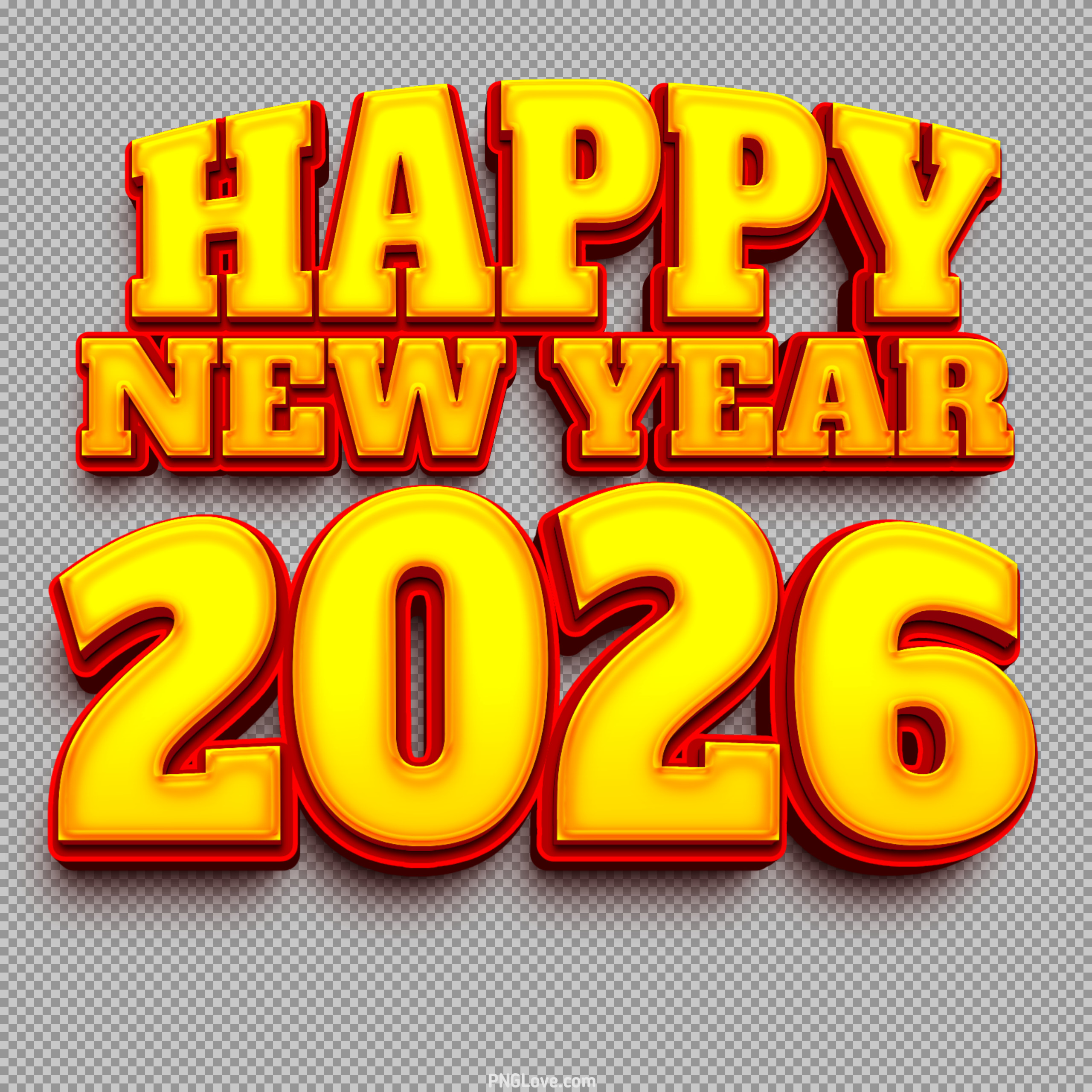 Happy New Year 2026 PNG | Free 3D Text Graphic...