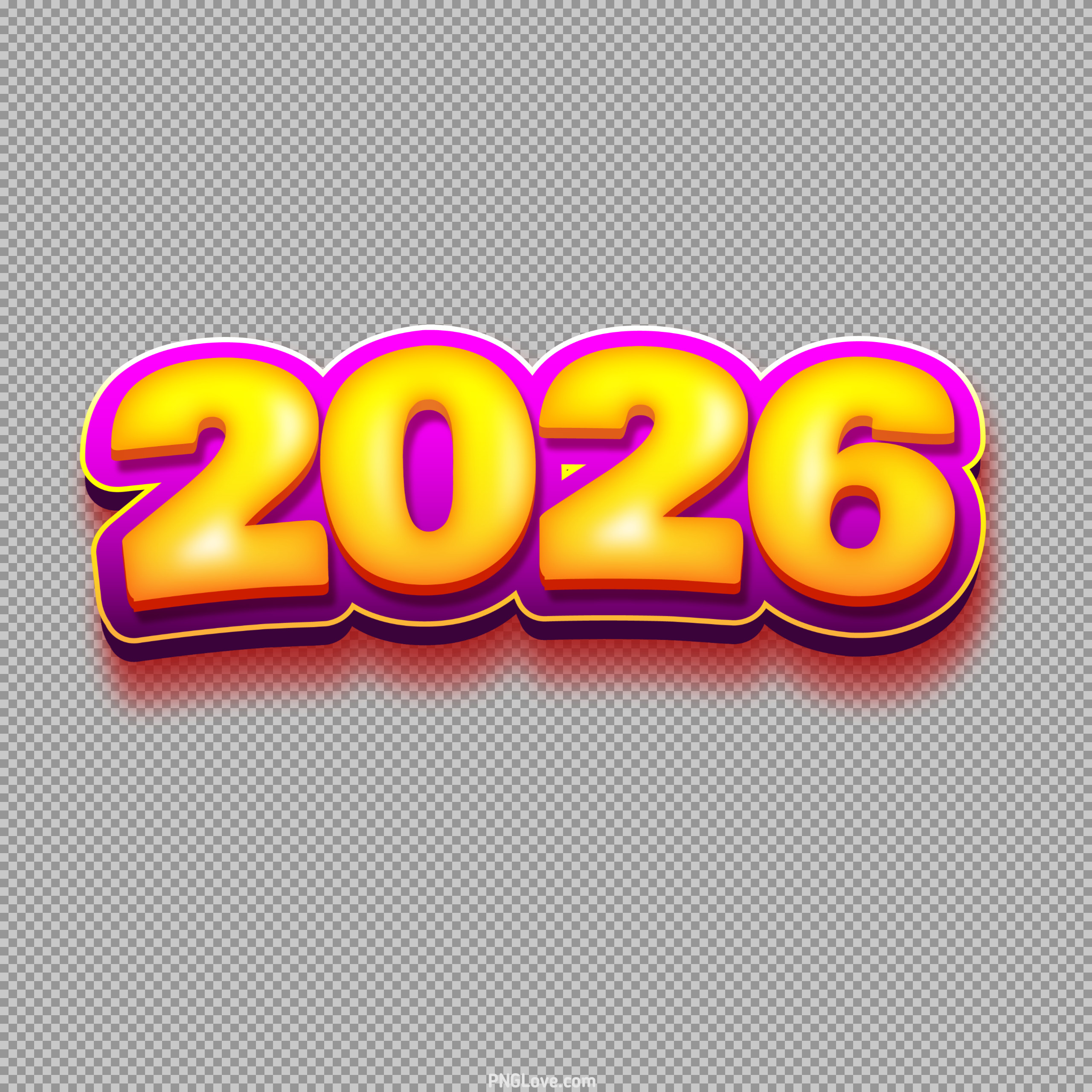 2026 PNG transparent image | Colorful Bubbly 3D Text...