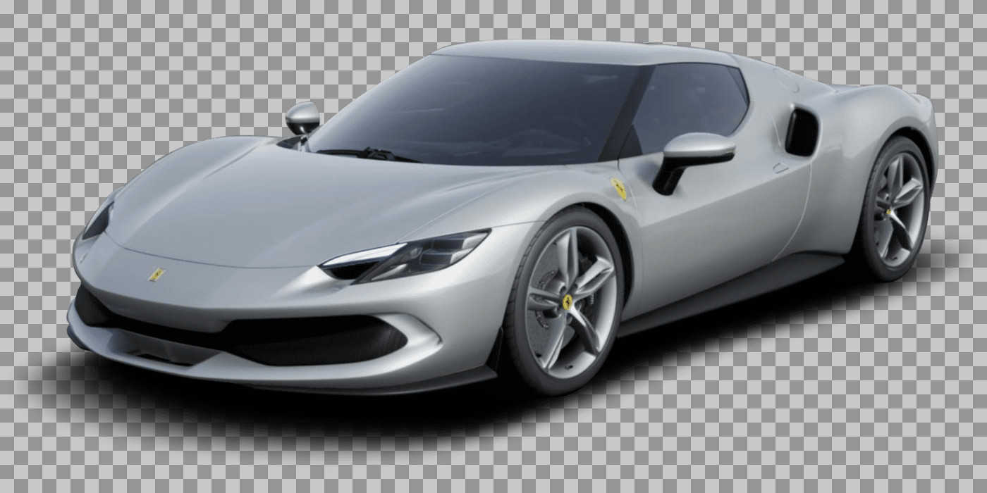 Silver Ferrari 296 GTB PNG | Italian Supercar Image