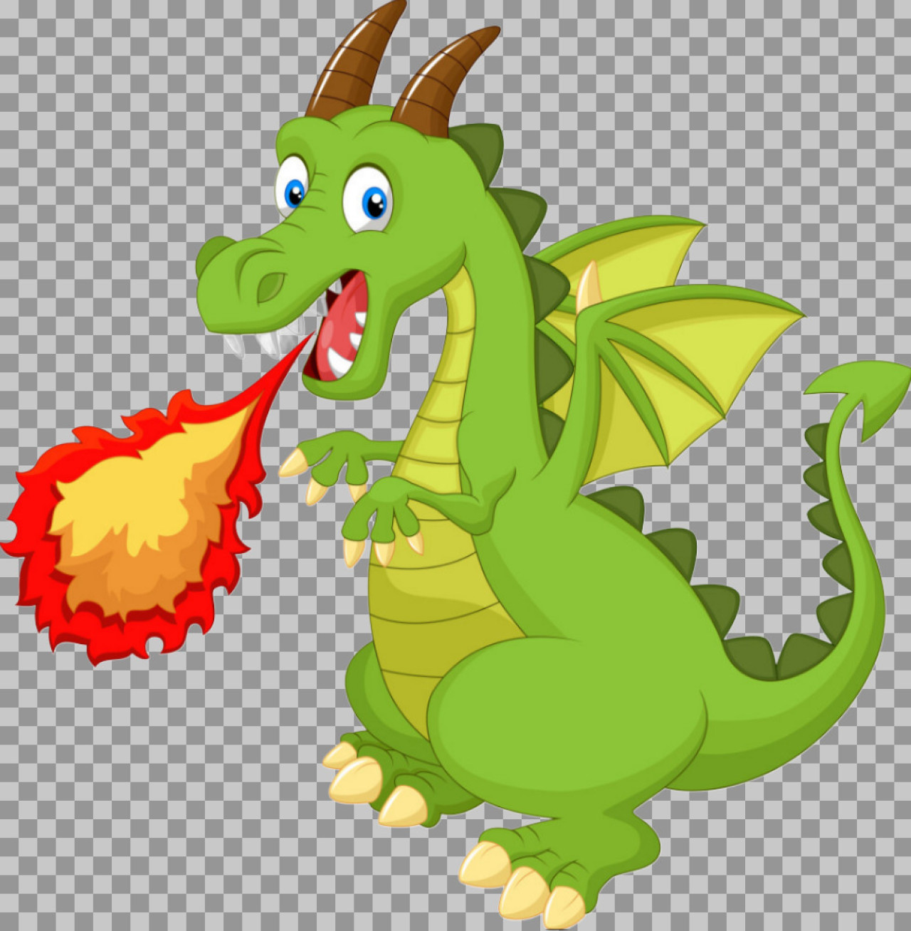 Cute Green Fire-Breathing Dragon PNG | Cartoon Illustration