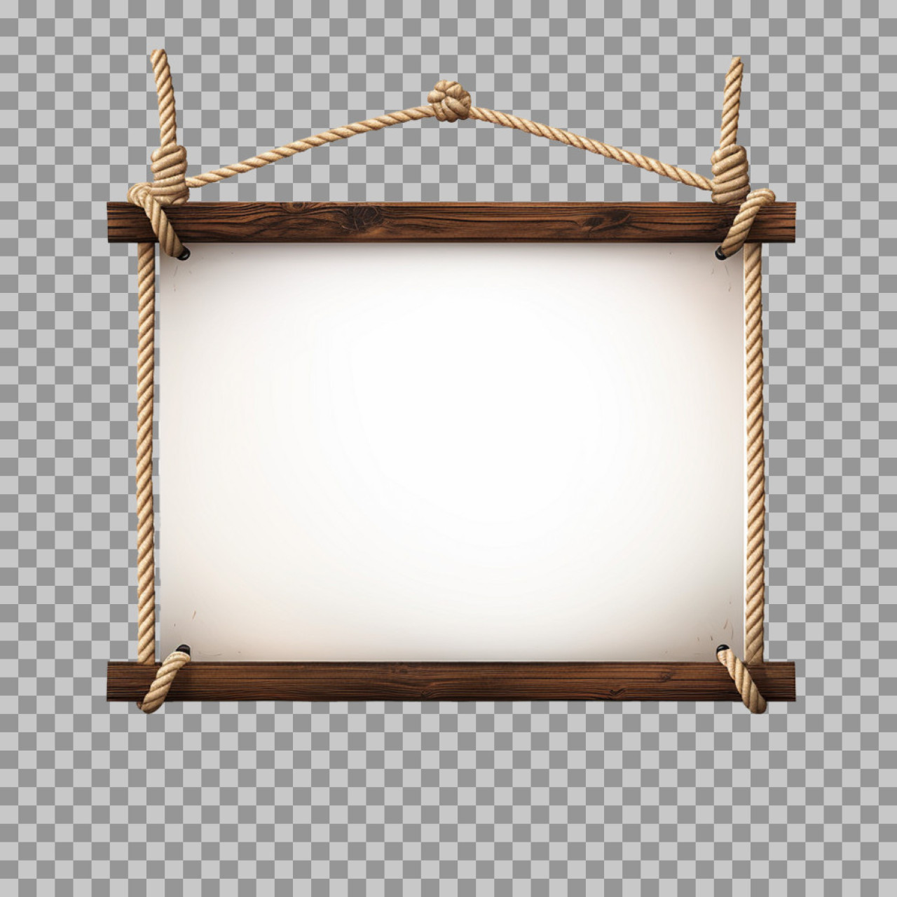 Rustic Hanging Wooden Sign PNG | Free Rope Frame Template