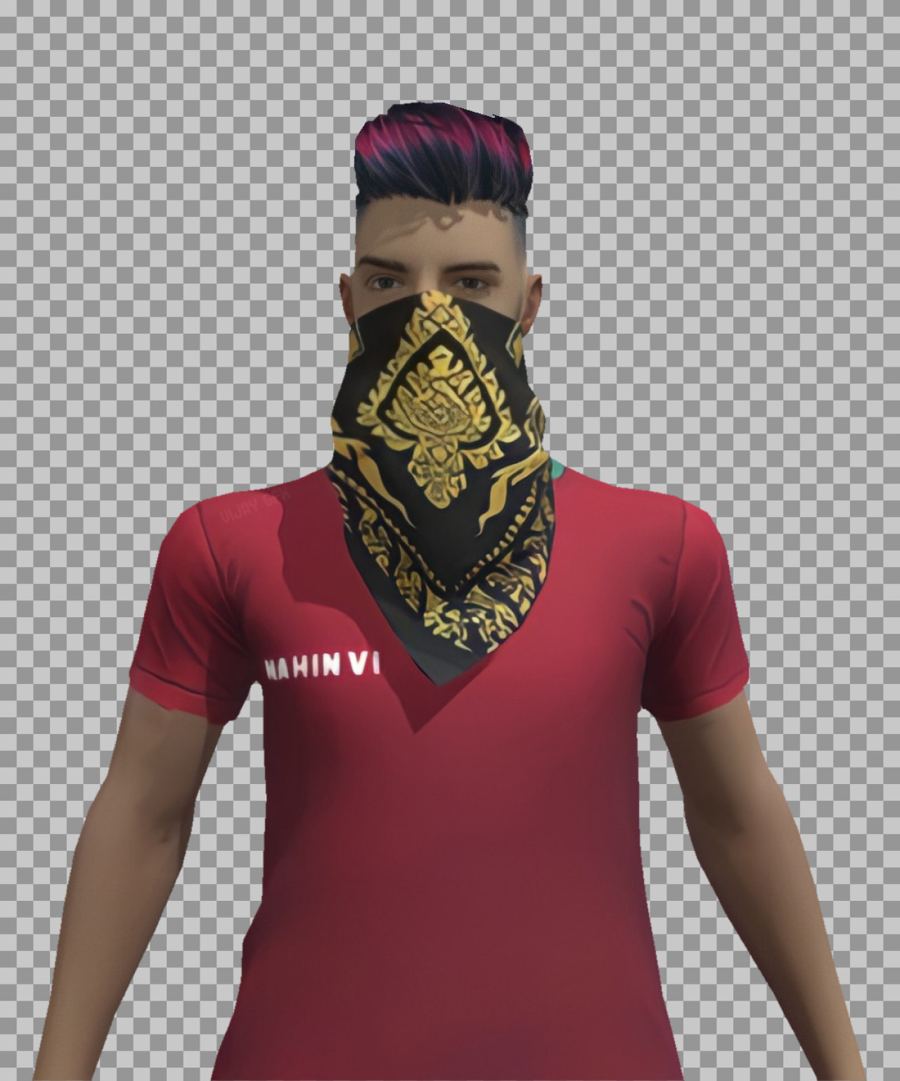Free Fire Character PNG | Stylish Avatar with Red Shirt