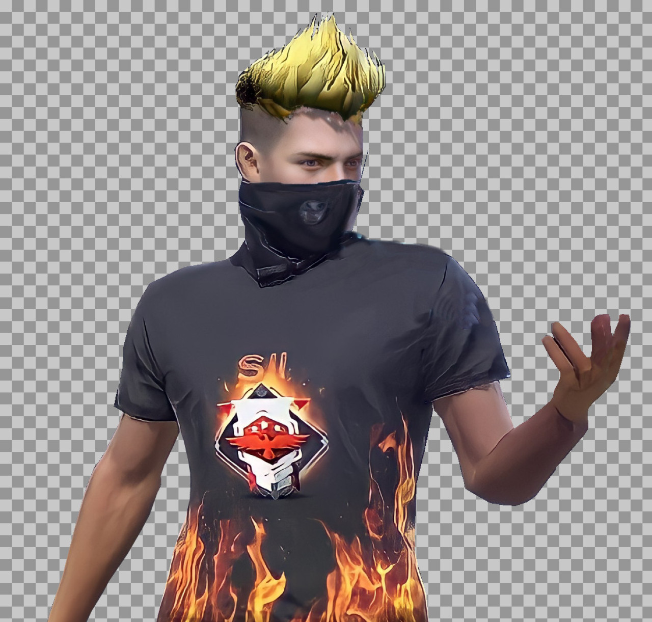 Free Fire Character PNG | Male Avatar in Flame T-Shirt