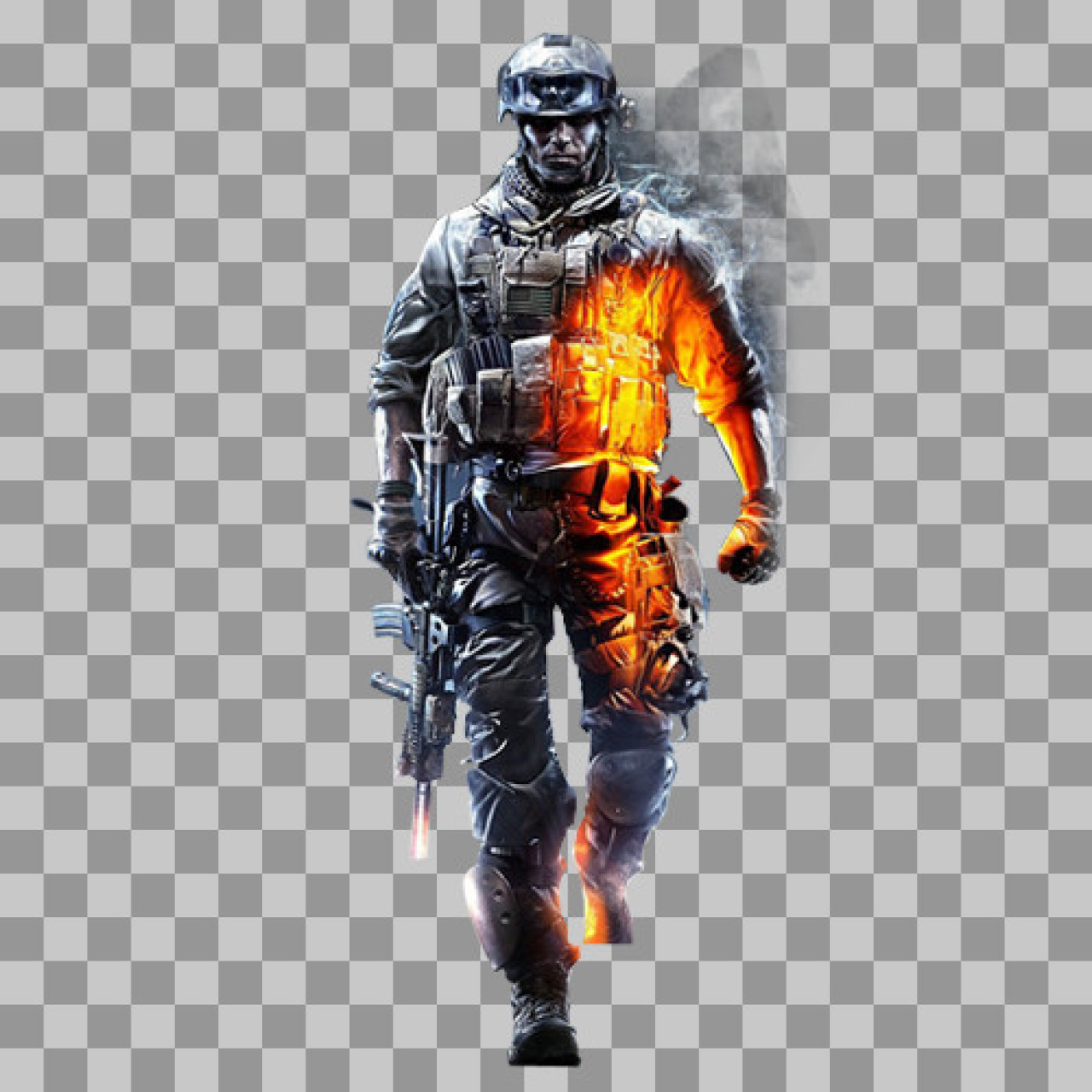 Battlefield 4 Key Art PNG - Fire & Ice Soldier Graphic...