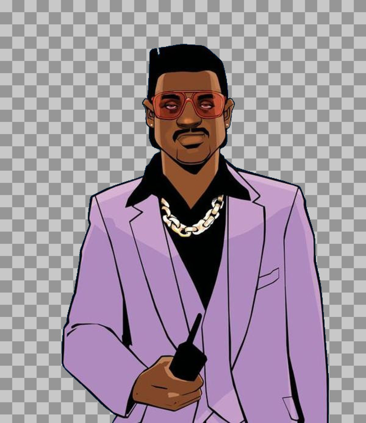Retro 80s Purple Suit Character PNG | Vice City Style...