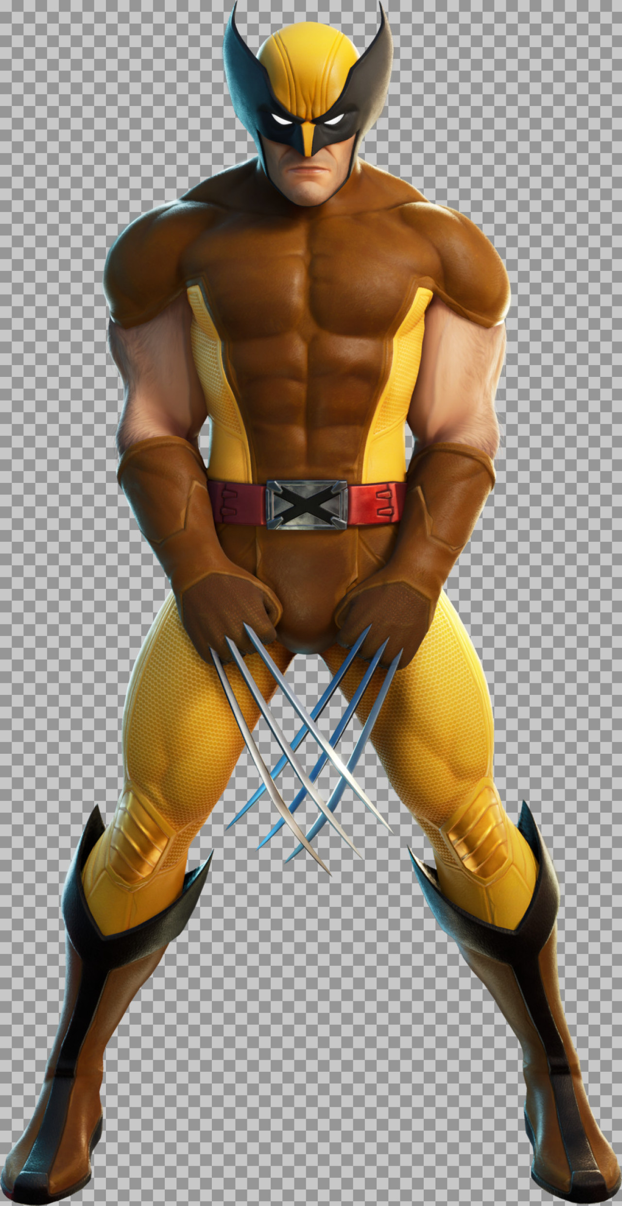 Wolverine Classic Suit PNG Image - X-Men Character Render with Claws...