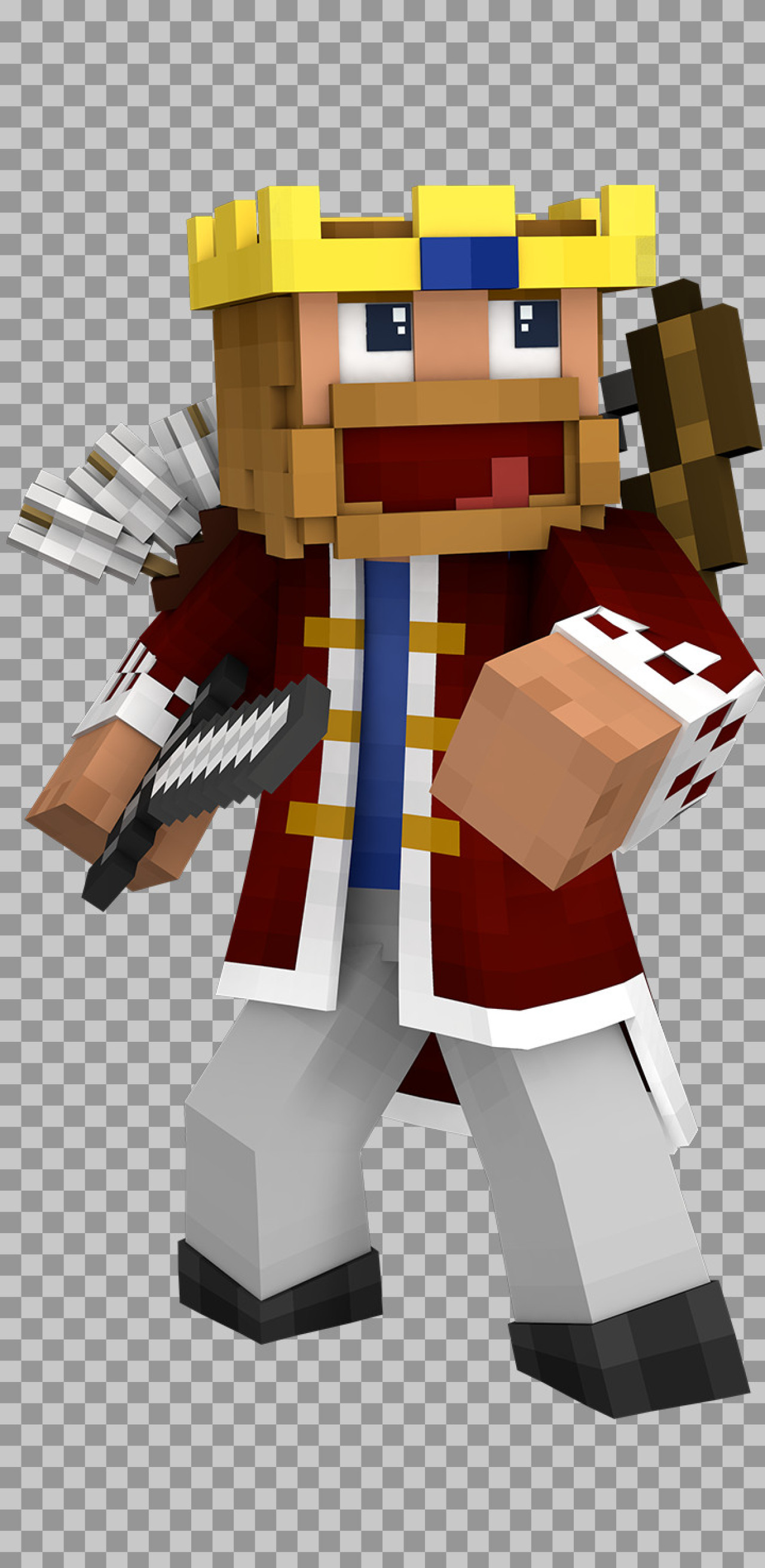 Minecraft King Character PNG | Free Transparent 3D Render