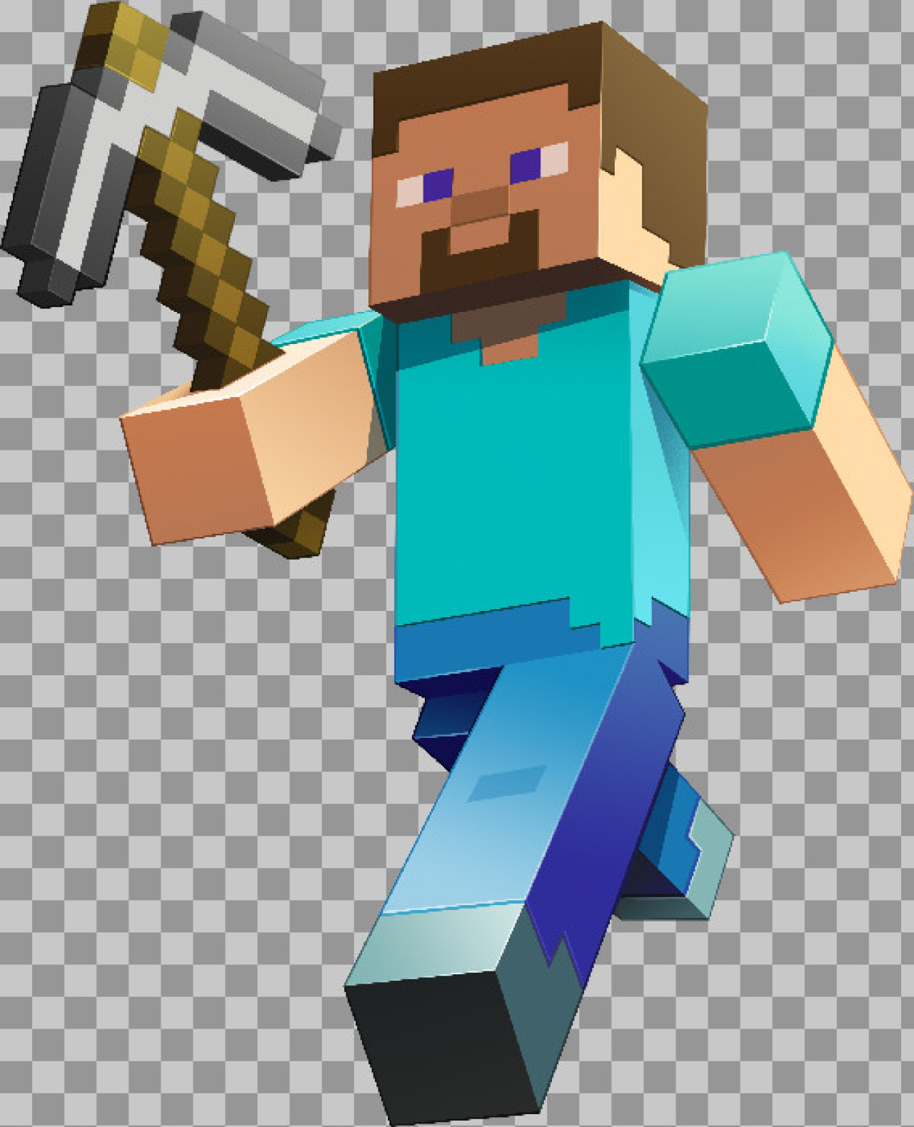 Minecraft Steve with Pickaxe PNG Image | Free Download