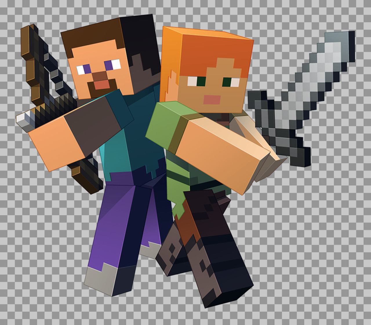 Minecraft Steve and Alex PNG | Transparent Character Art