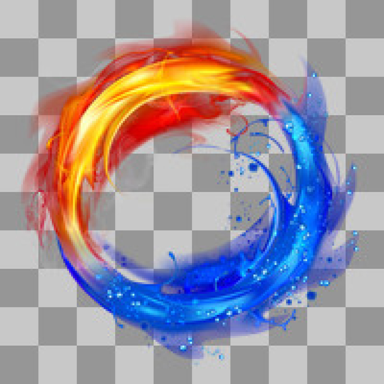 Fire and Water Swirl PNG | Elemental Balance Graphic...