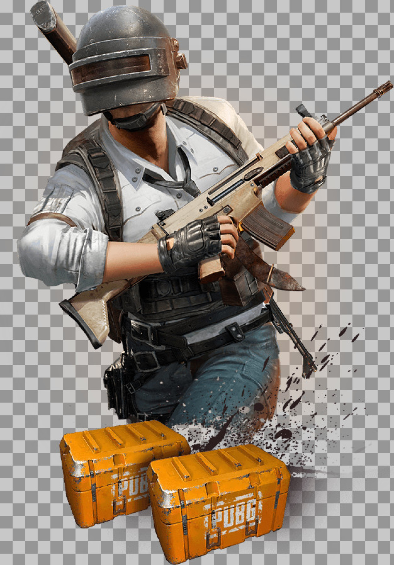 PUBG Character PNG | Battle Royale Soldier with Loot Crates
