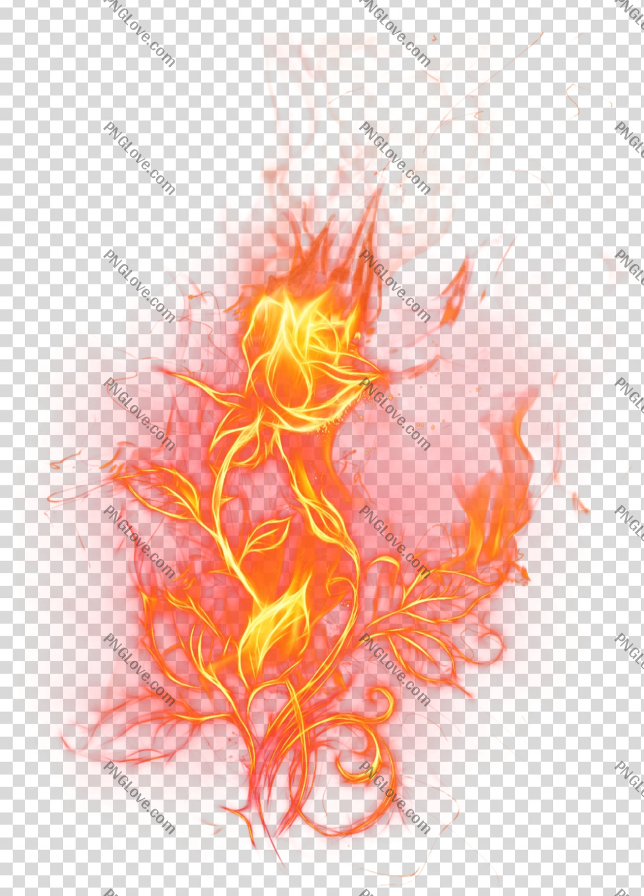Fiery Rose Flame PNG | Transparent Fantasy Flower Art