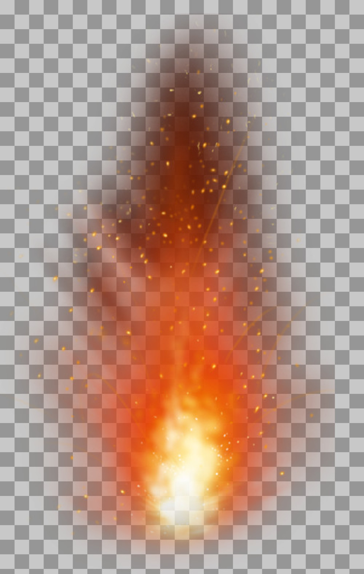 Fiery Explosion with Golden Sparks PNG | Royalty-Free Download